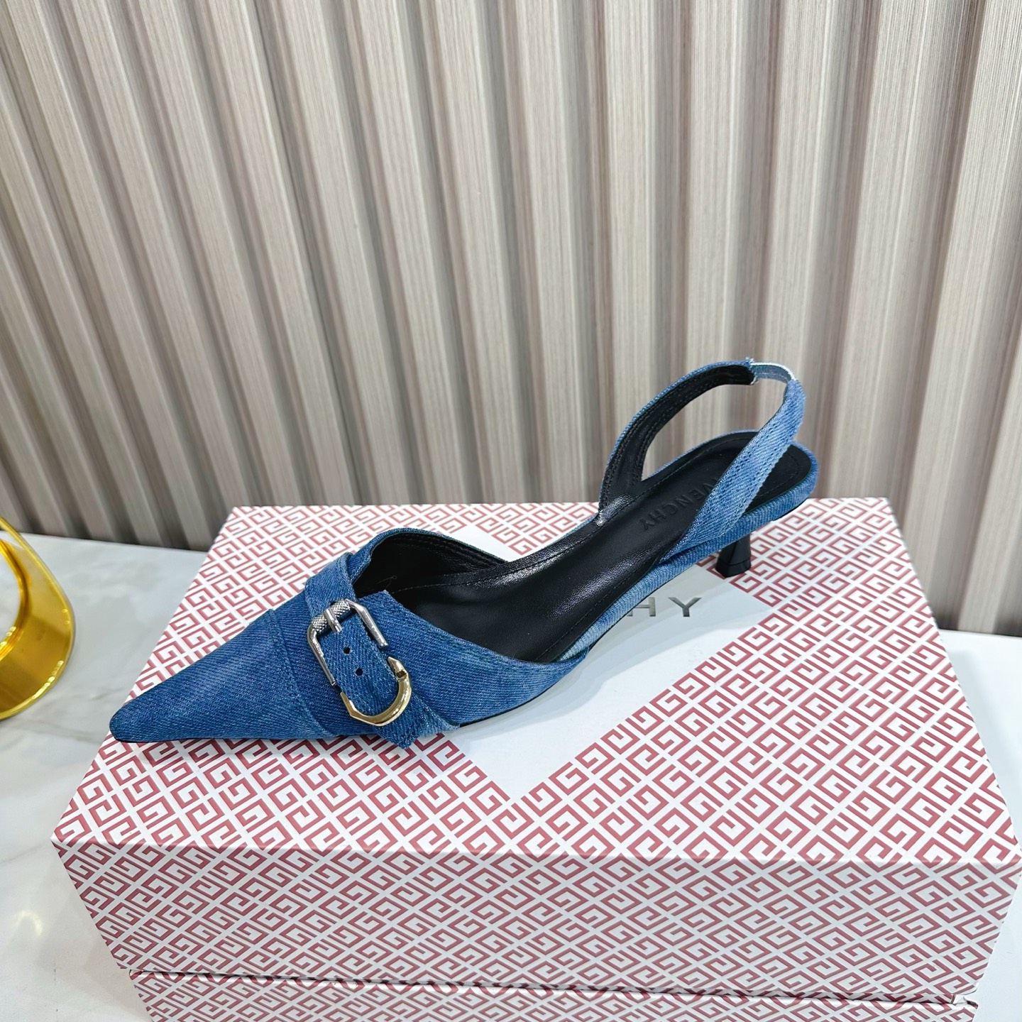 Givenchy Women's Blue Denim Slingback Kitten Heels with Buckle Accent 2 i1741495775824 5031 0 4