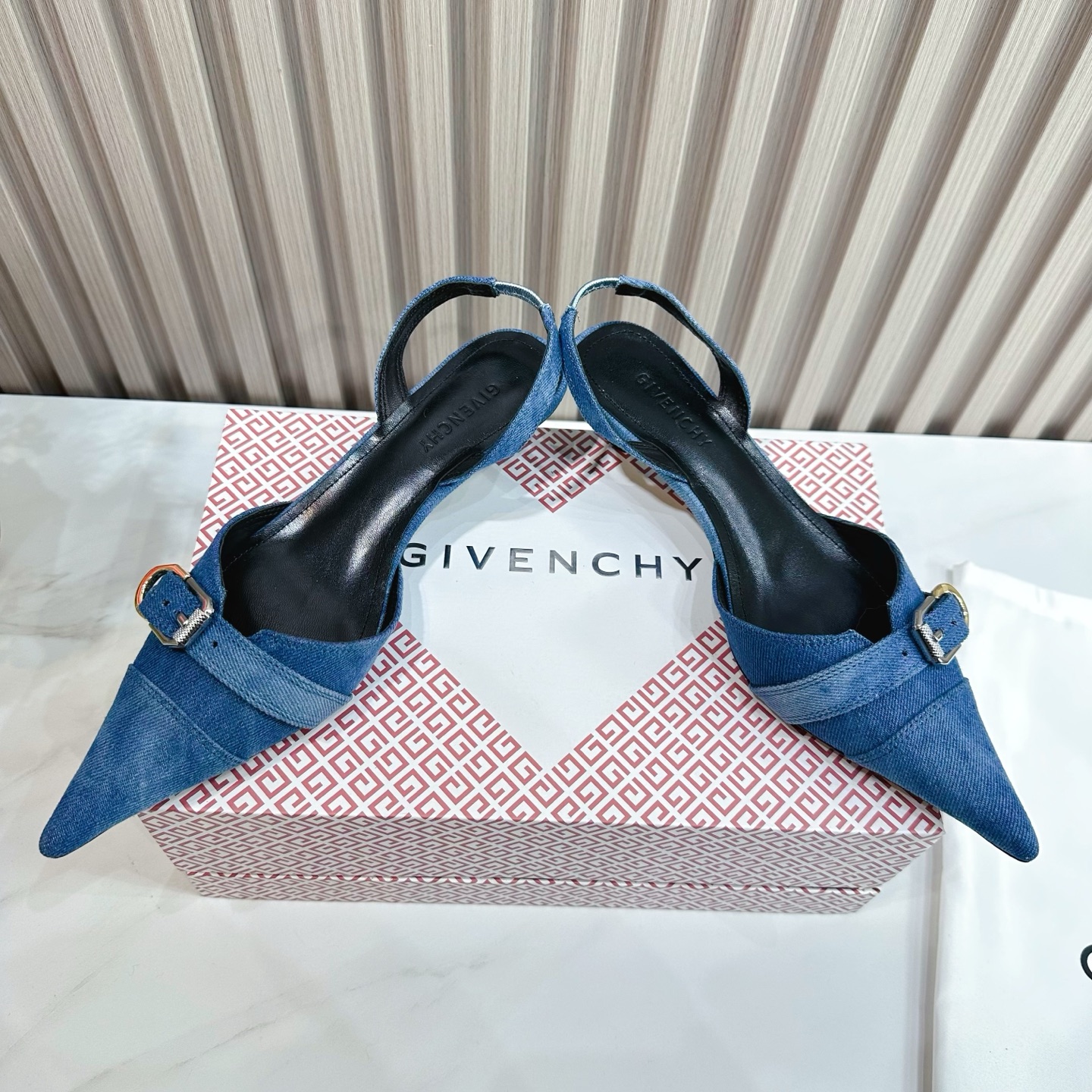 Givenchy Women's Blue Denim Slingback Kitten Heels with Buckle Accent 5 i1741495779190 6304 0 2