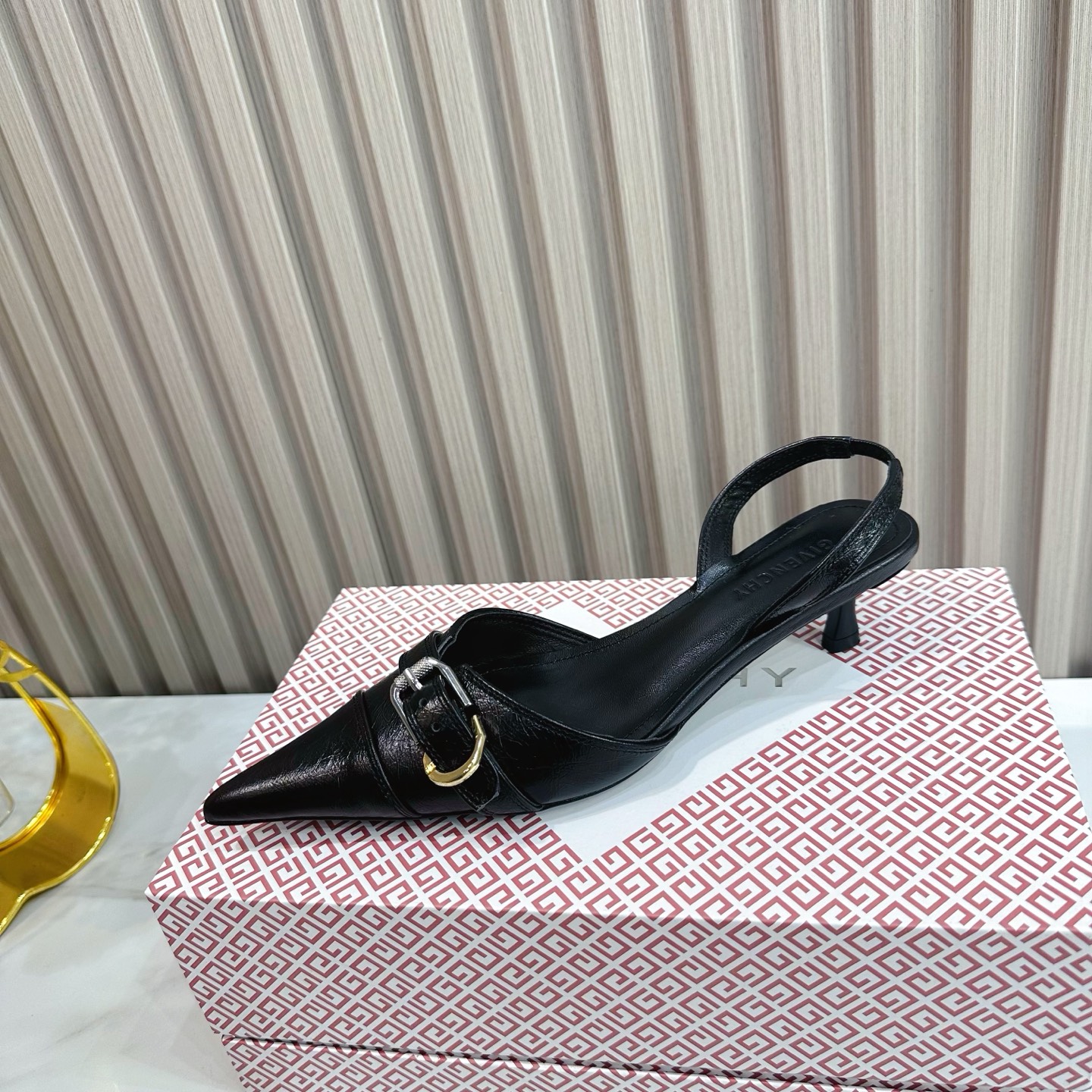 Givenchy Slingback Pumps in Leather with Buckle Detail, Pointed Toe 1 Givenchy Slingback Pumps in Leather with Buckle Detail, Pointed Toe