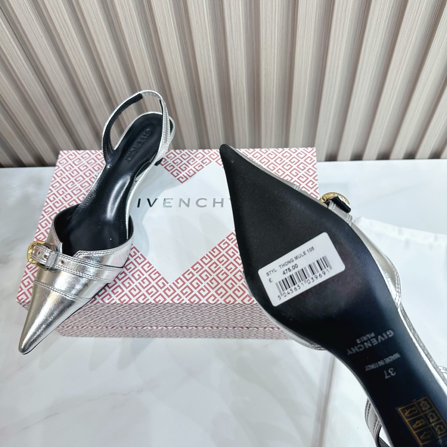 Givenchy Slingback Heels - Silver Leather Pointed Toe Pumps 9 i1741495836069 9163 0 7
