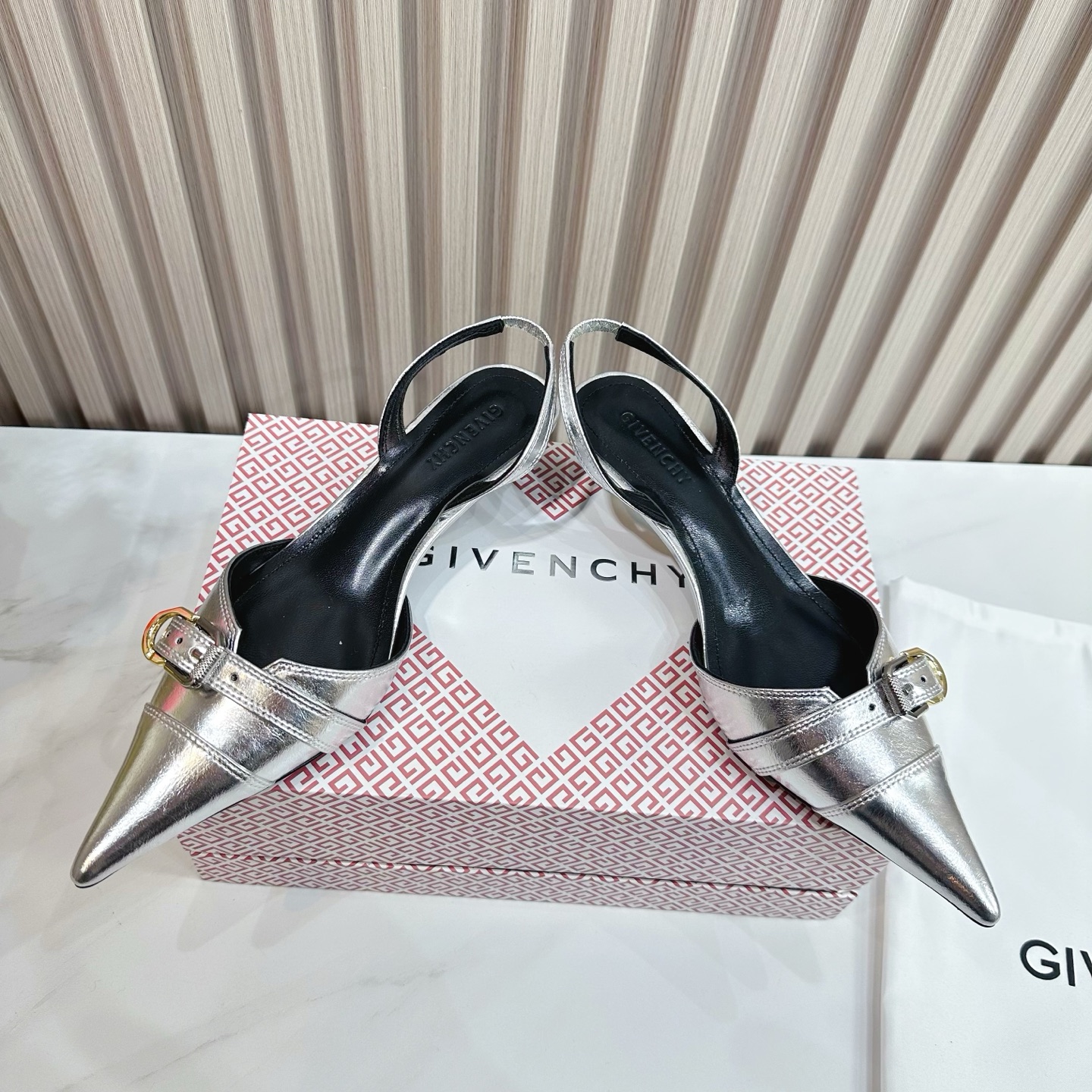 Givenchy Slingback Heels - Silver Leather Pointed Toe Pumps 5 i1741495836123 1551 0 2