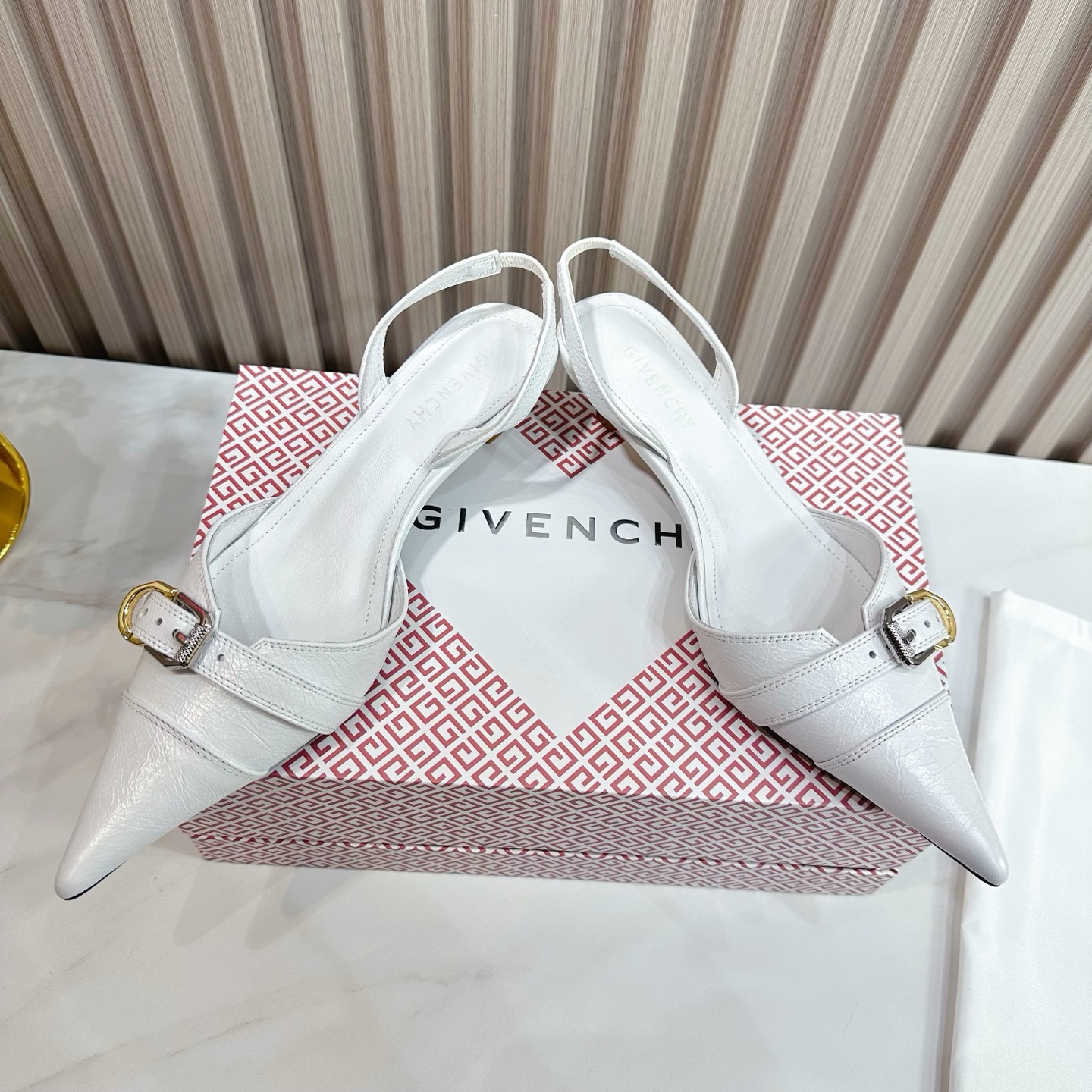 Givenchy Women's White Leather Slingback Heel with Pointed Toe 6 i1741495856620 8509 0 2