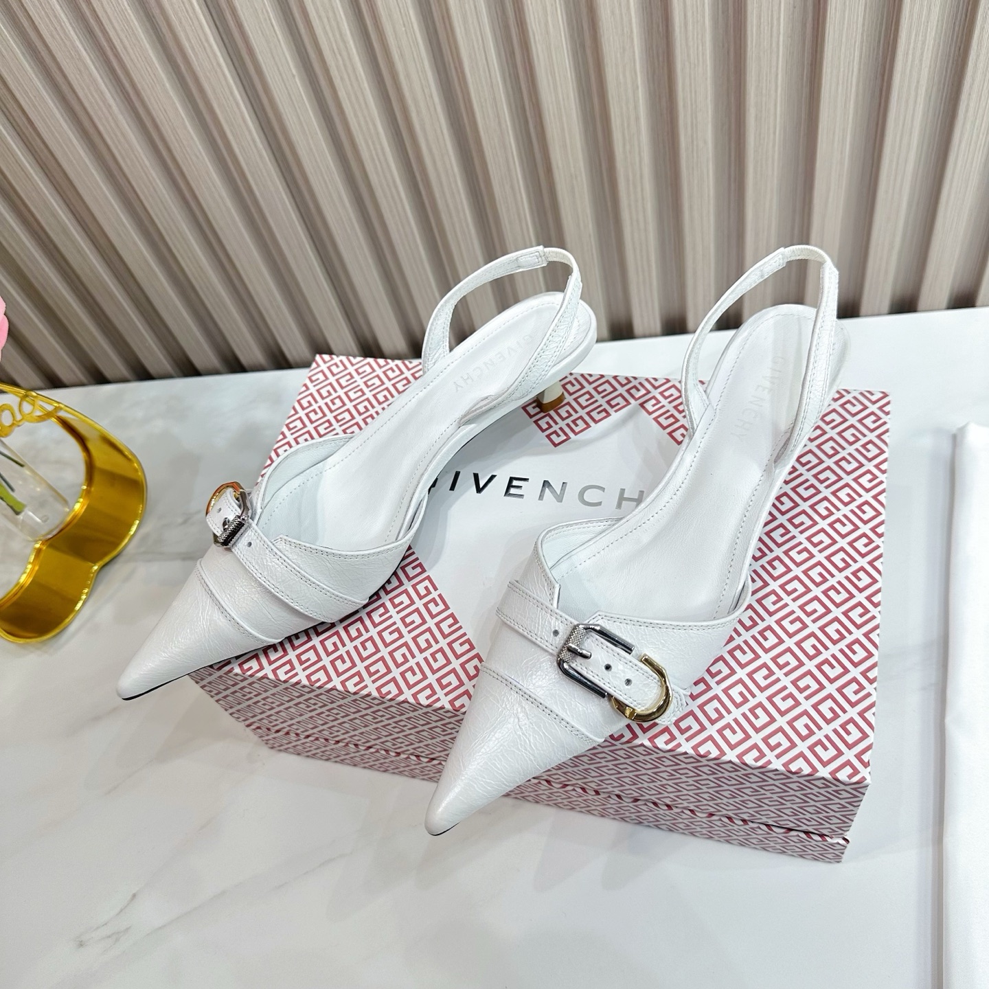 Givenchy Women's White Leather Slingback Heel with Pointed Toe 5 i1741495856645 462 0 1