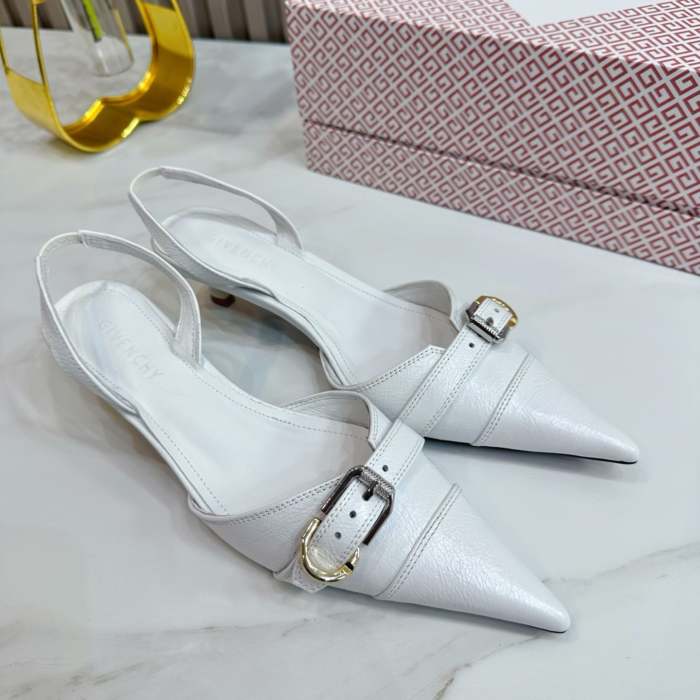 Givenchy Women's White Leather Slingback Heel with Pointed Toe 7 i1741495869390 9704 0 3