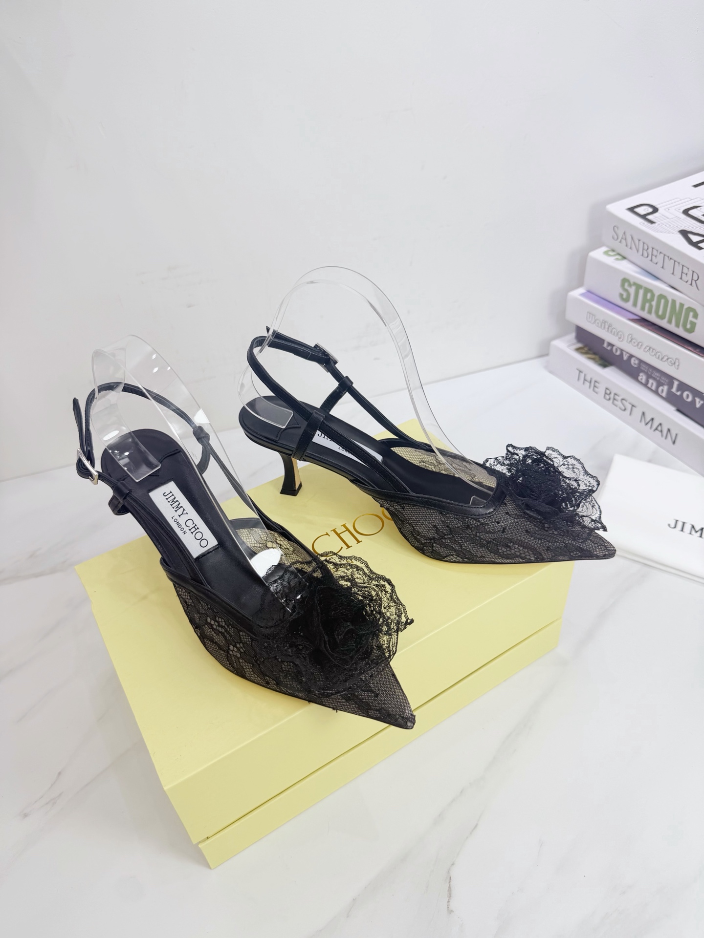 Jimmy Choo Lace Floral Pointed Slingback Pumps