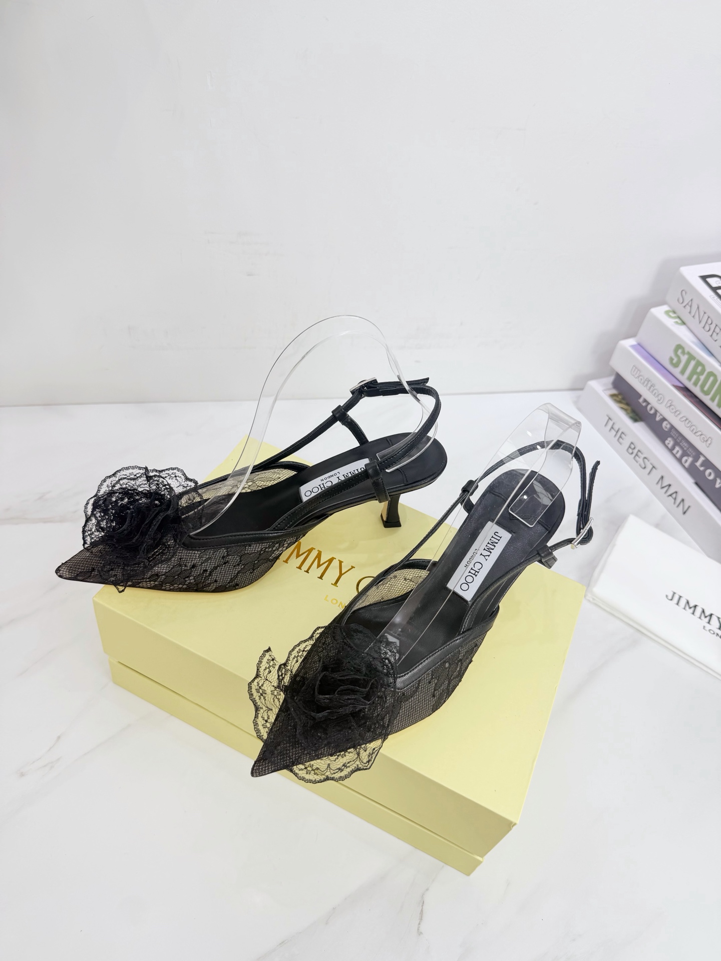 Jimmy Choo Lace Floral Pointed Slingback Pumps