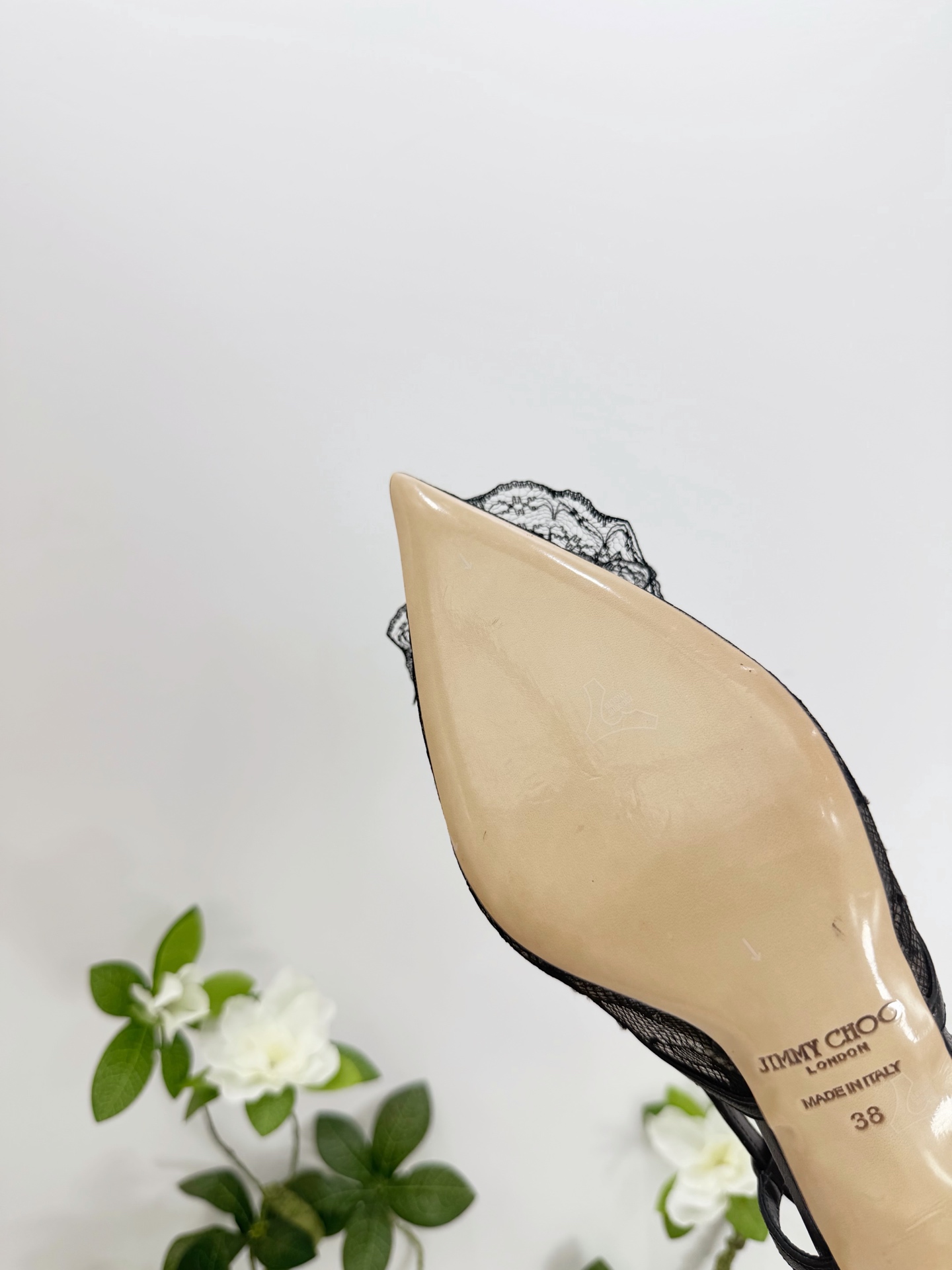 Jimmy Choo Lace Floral Pointed Slingback Pumps