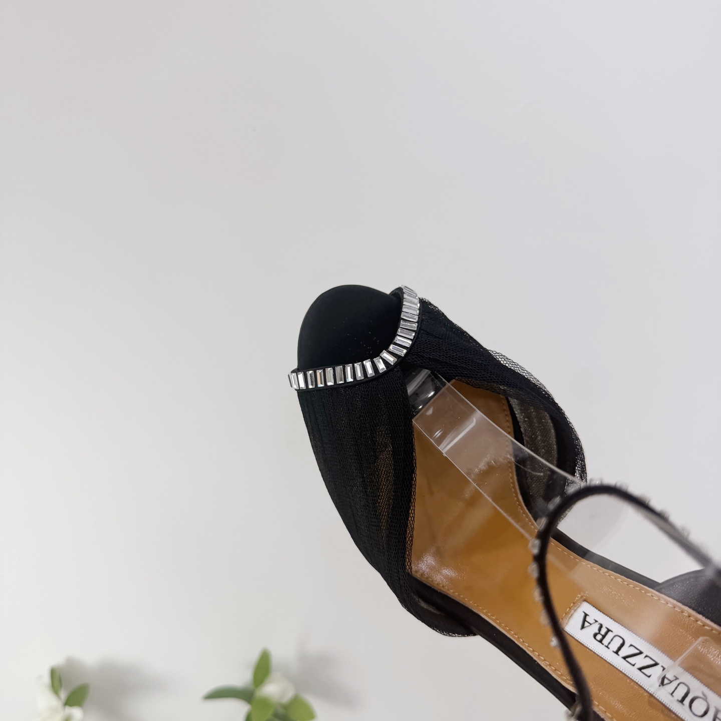 Aquazzura Black Embellished Ankle Strap Sandals