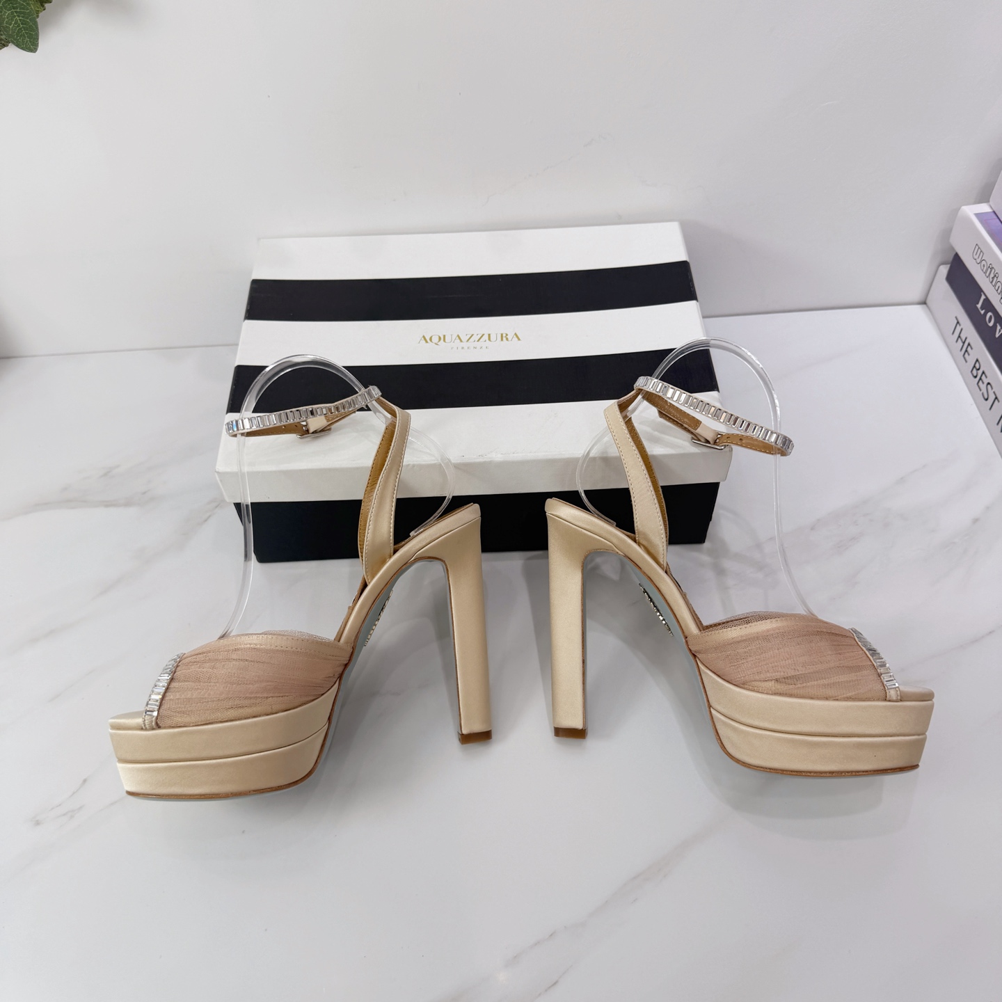 Aquazzura Beige Platform Sandals