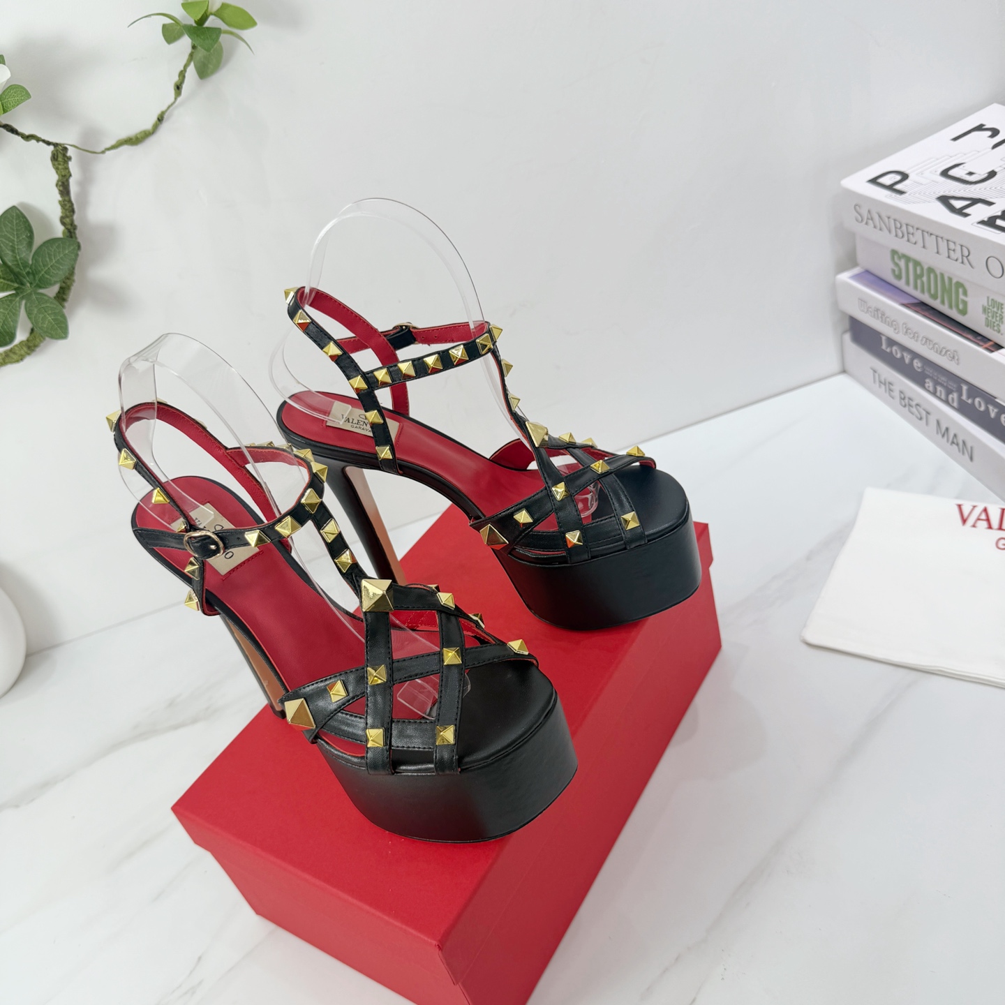Valentino Black Studded Platform Sandals