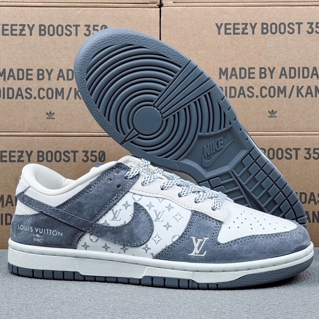 NK SB Dunk Low LV Collaboration Suede Grey Anniversary Custom Low-Top 2