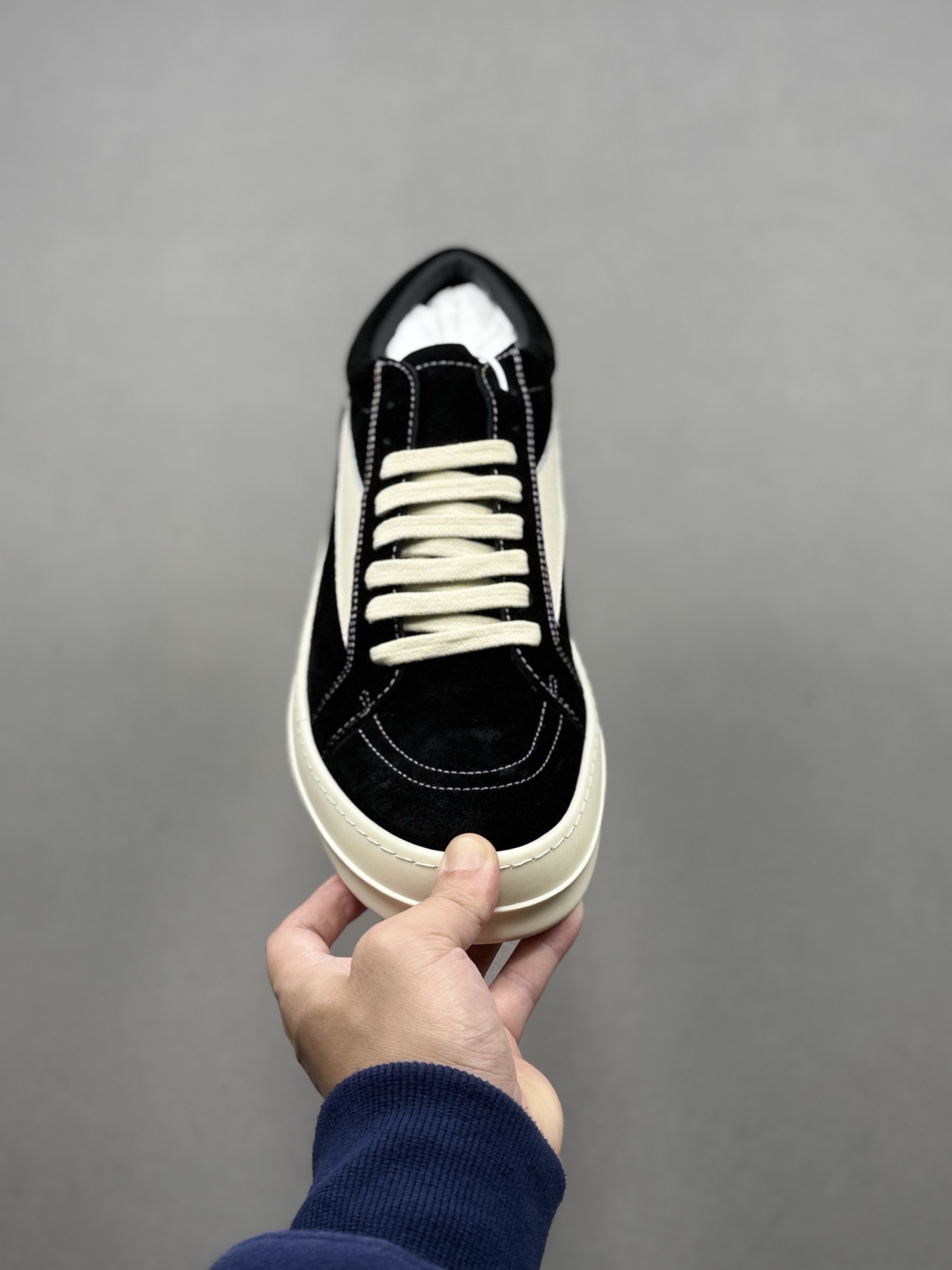 500 RO欧文斯Rickowens 主线 经典西瓜头款式“RO低帮黑白进口原料牛皮