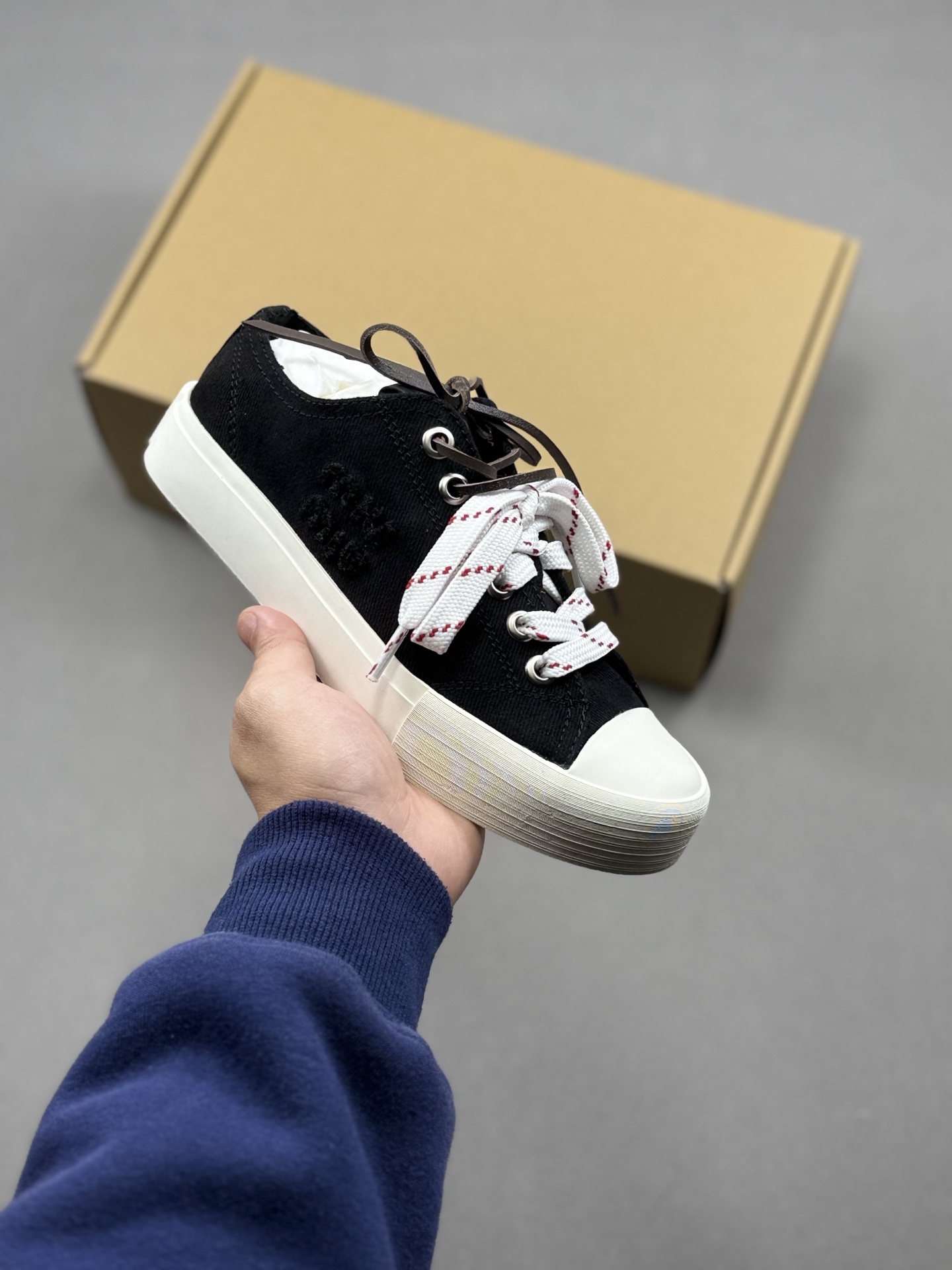 350 MiuMiu 缪缪 最新款 水洗 丹宁 牛仔布 帆布鞋 厚底 休闲 运动鞋