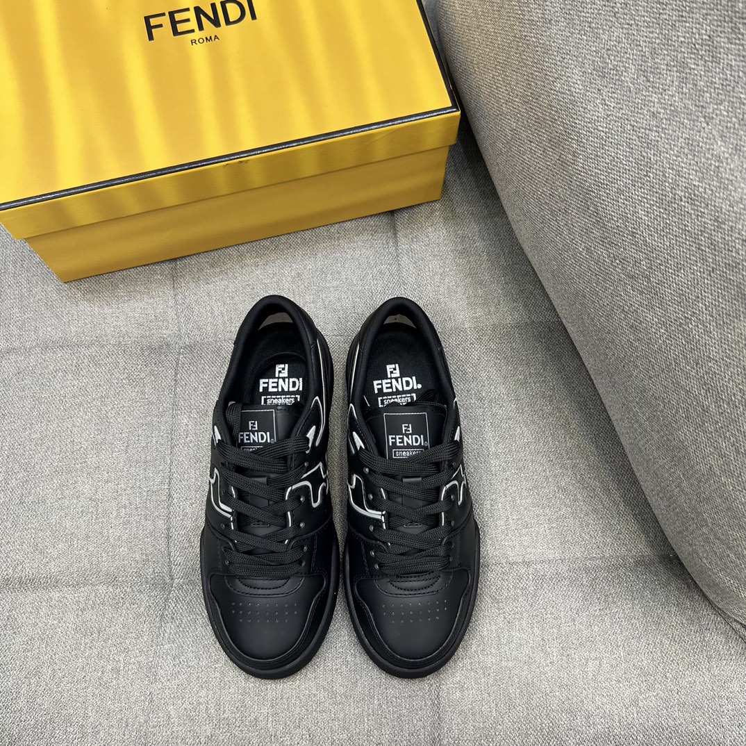 Fendi Shoes Sneakers Splicing Unisex Calfskin Cowhide Casual