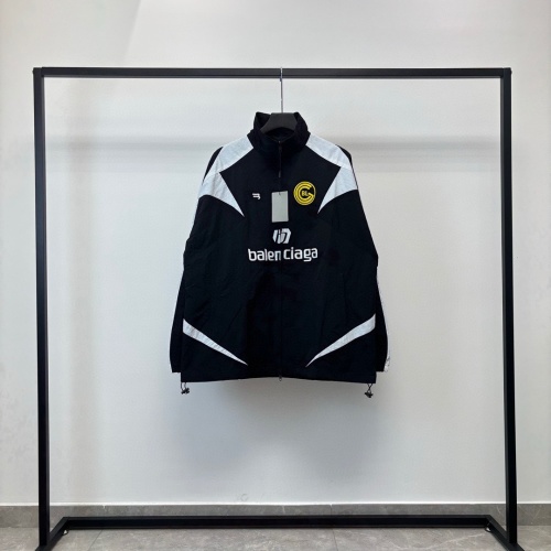 Balenciaga 24SS Football Training Windbreaker Jacket - Black, Unisex Style 1 Balenciaga 24SS Football Training Windbreaker Jacket - Black, Unisex Style