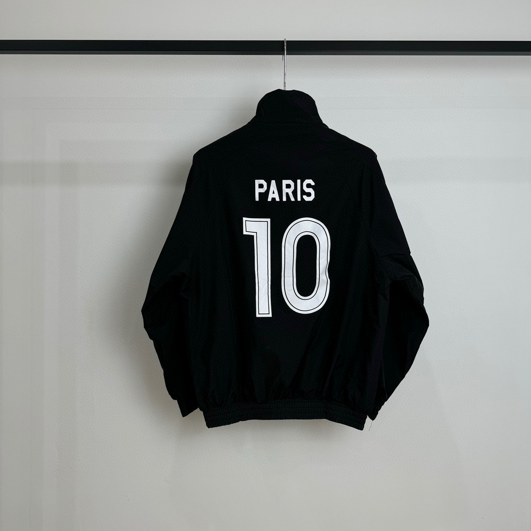Balenciaga Paris BLCG 24SS United Football Jacket: High-Quality, All-Fruit Fabric, Custom Zipping, Unisex, Black, Various Sizes - 图片 2