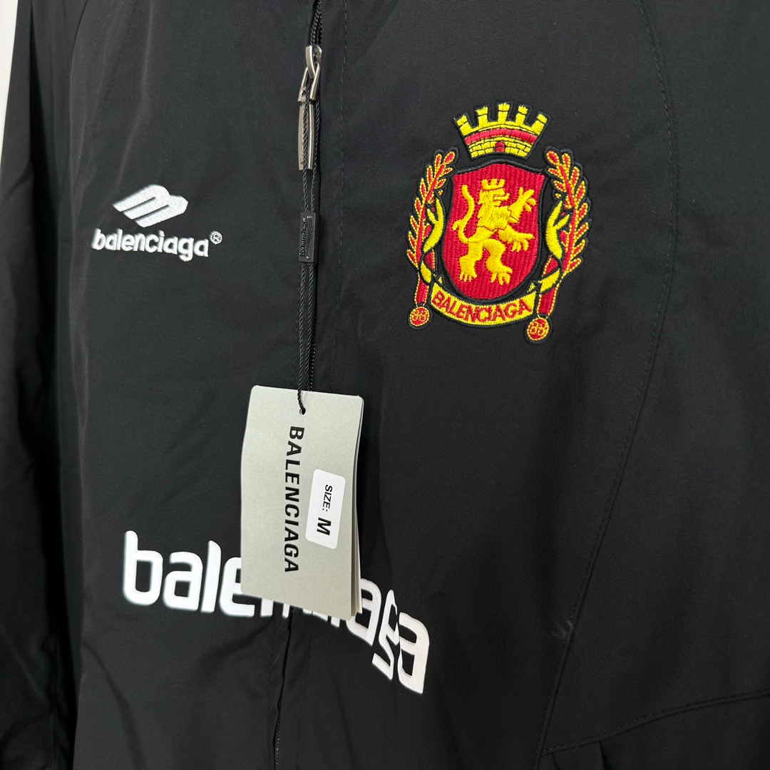 Balenciaga Paris BLCG 24SS United Football Jacket: High-Quality, All-Fruit Fabric, Custom Zipping, Unisex, Black, Various Sizes - 图片 6