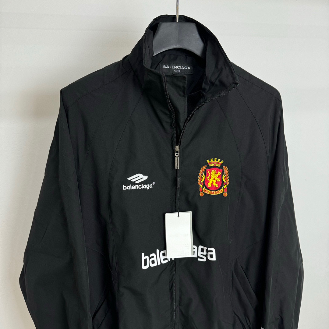 Balenciaga Paris BLCG 24SS United Football Jacket: High-Quality, All-Fruit Fabric, Custom Zipping, Unisex, Black, Various Sizes - 图片 5