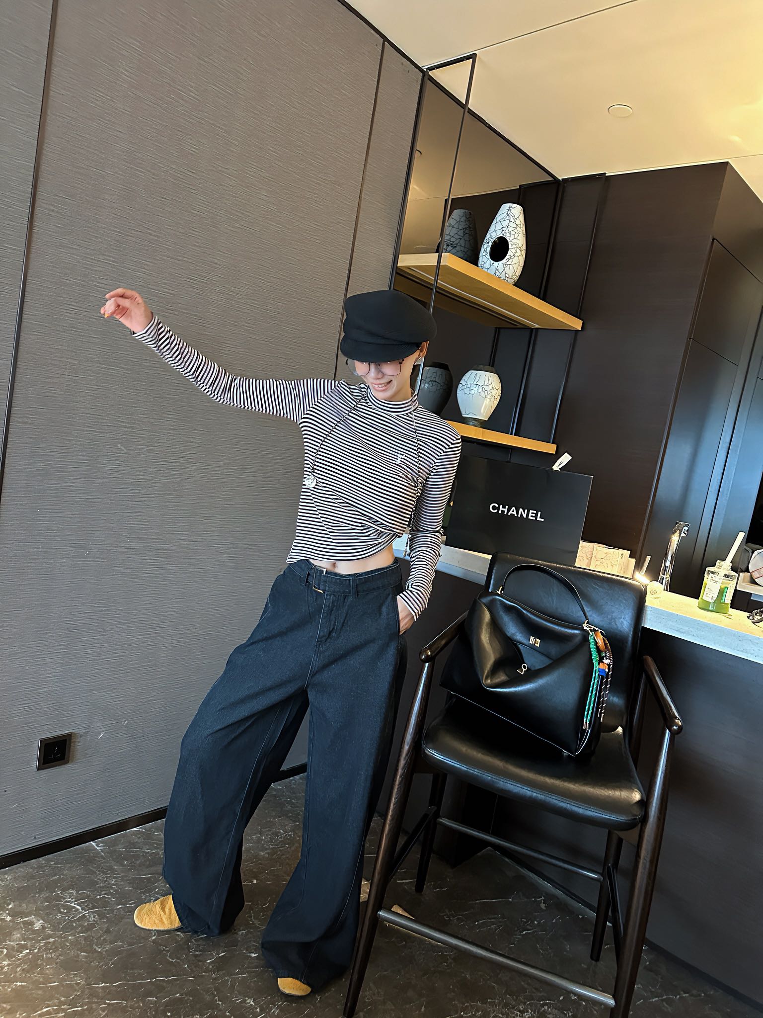 Yves Saint Laurent Striped Mock Neck Top | Long Sleeve Tee