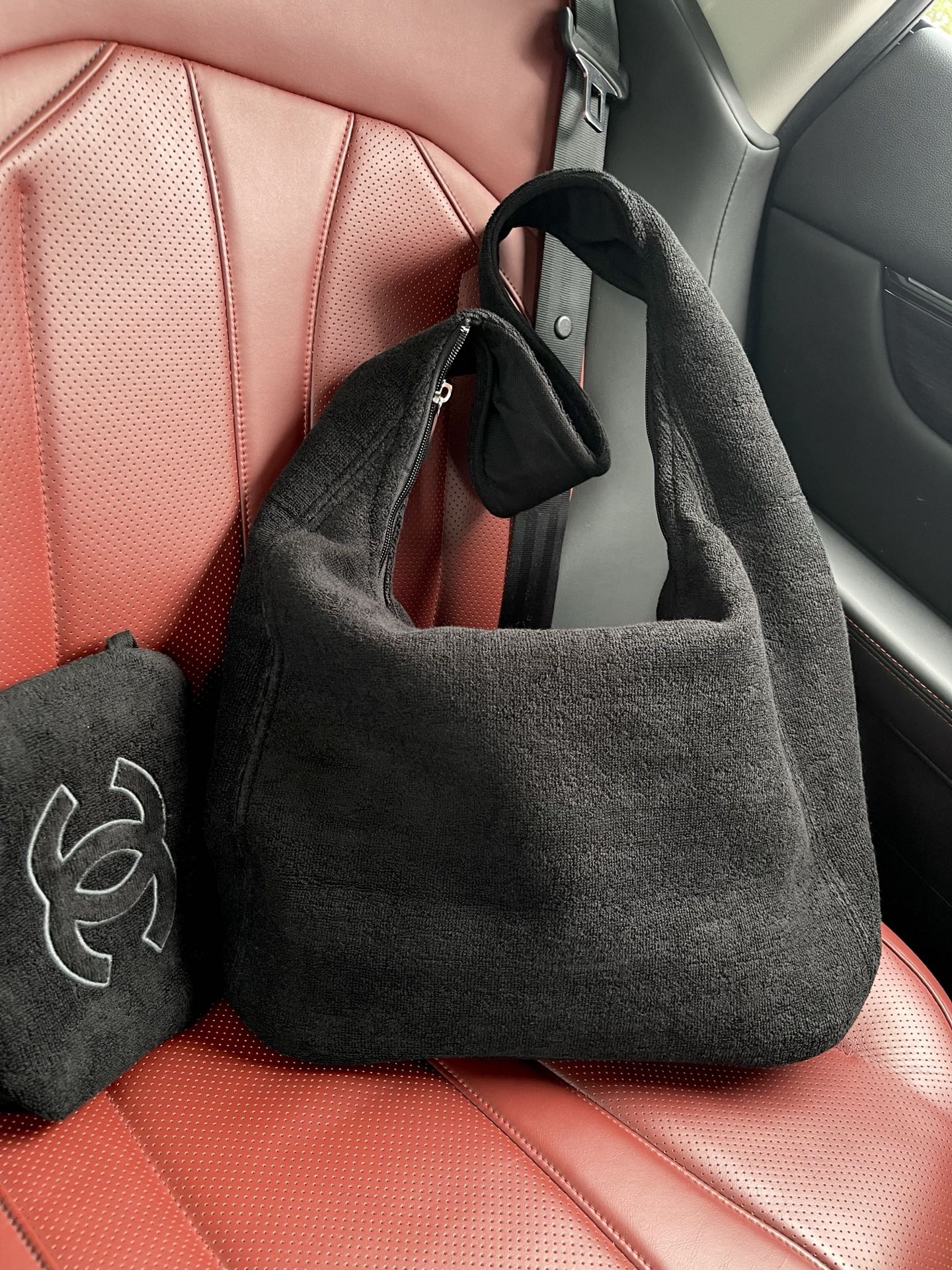 Chanel Gray CC Logo Hobo Bag