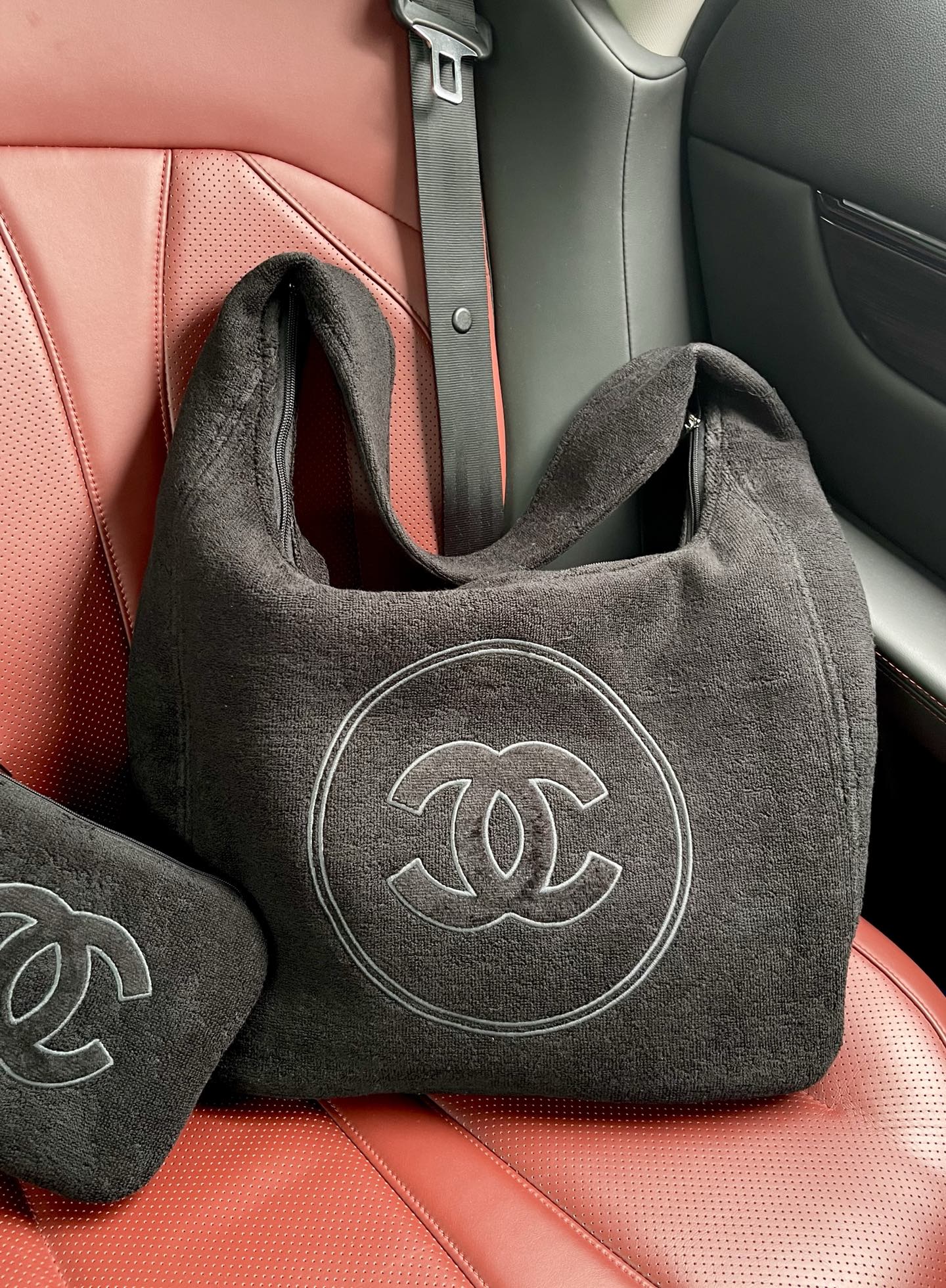 Chanel Gray CC Logo Hobo Bag
