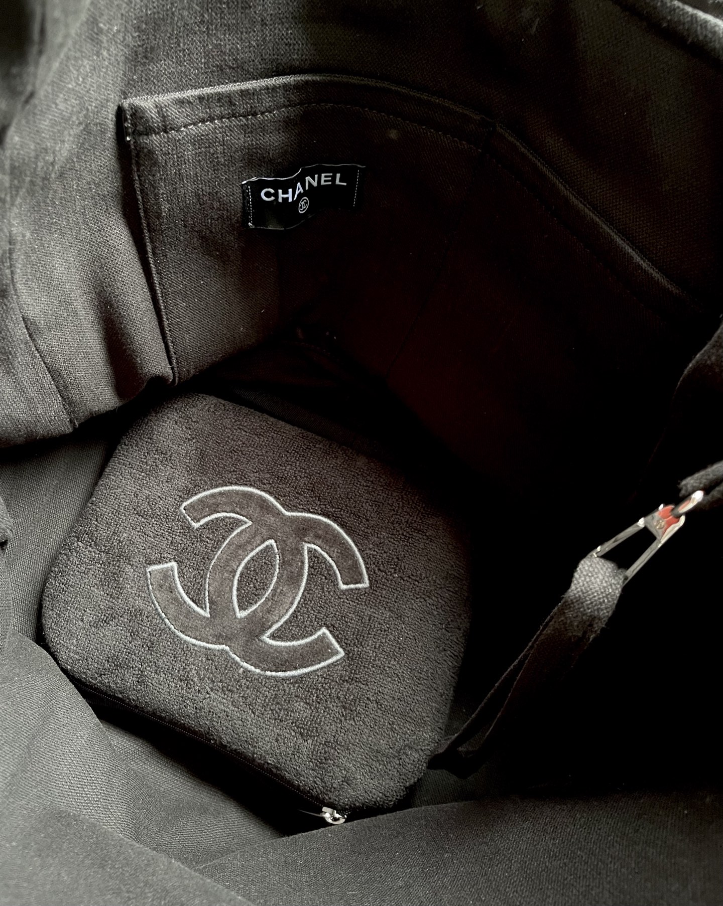 Chanel Gray CC Logo Hobo Bag