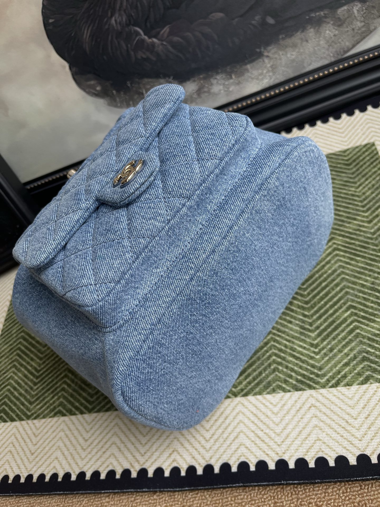 Chanel Blue Denim Quilted Double Flap Backpack