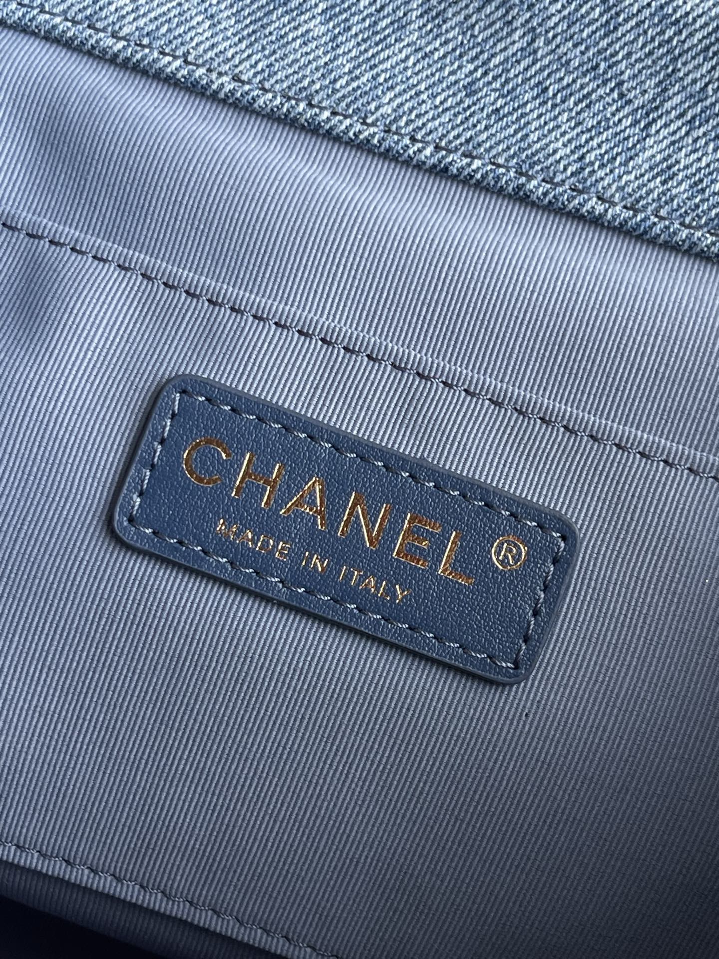 Chanel Blue Denim Quilted Double Flap Backpack