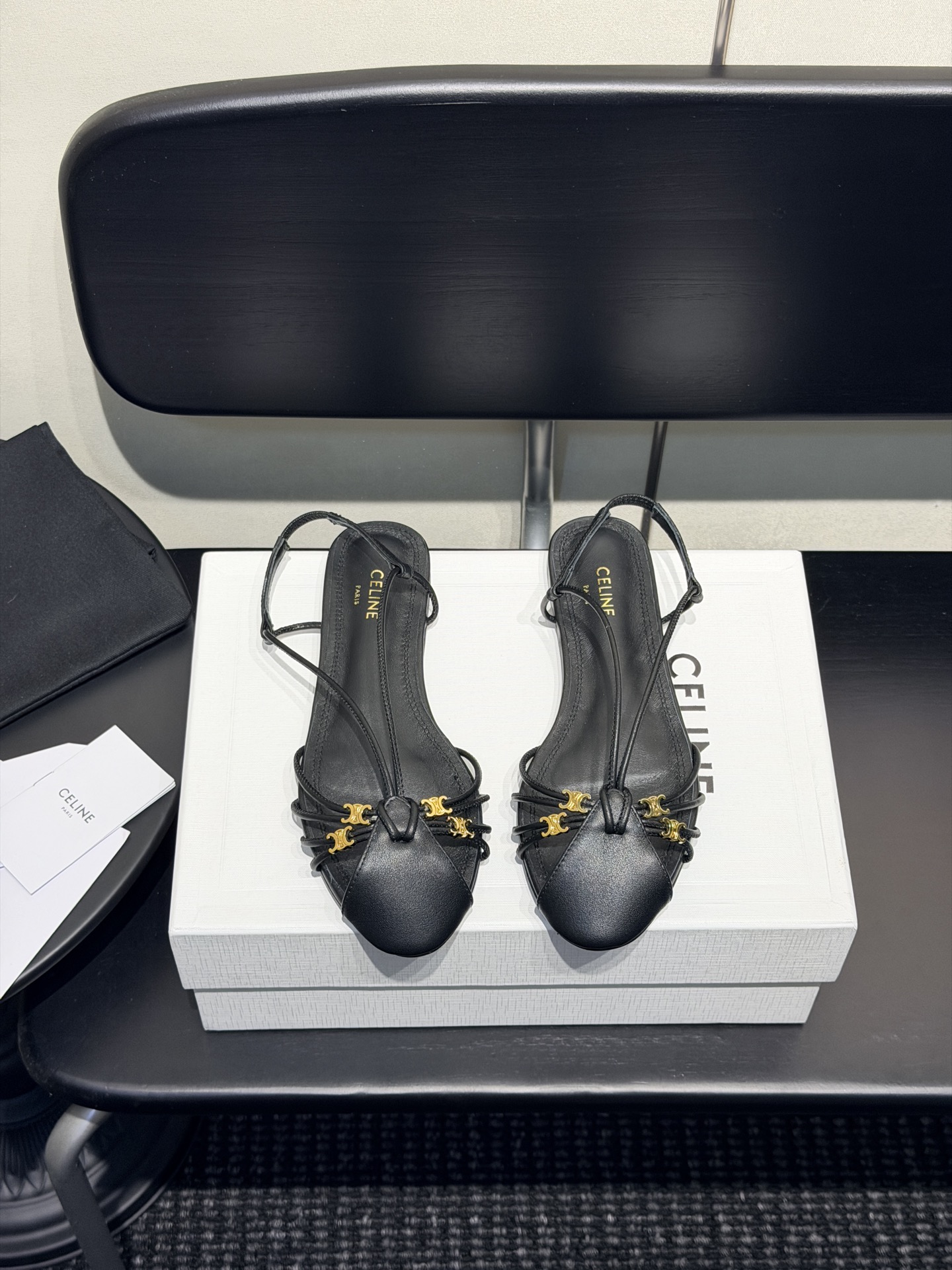 Celine Triomphe Strappy Flat Sandals