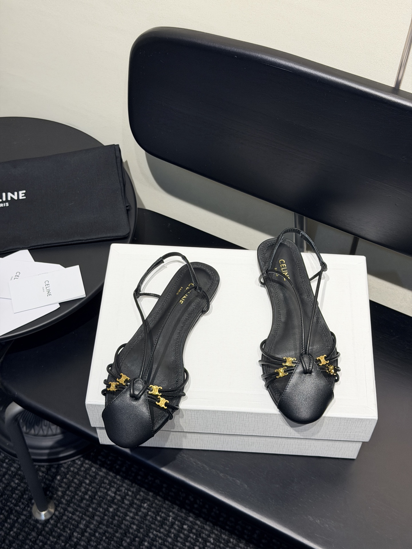 Celine Triomphe Strappy Flat Sandals