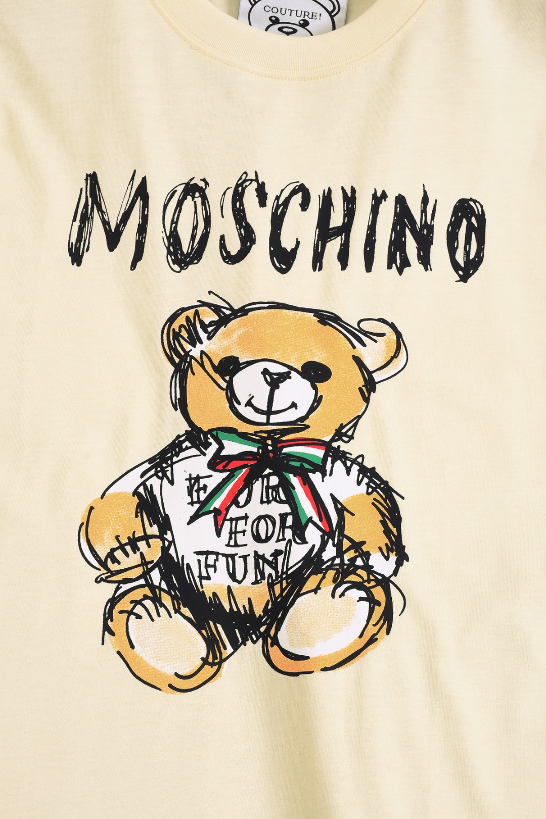 25SS Moschino Men’s Classic Logo Design T-shirt in Yellow, Black, and Red - 图片 4