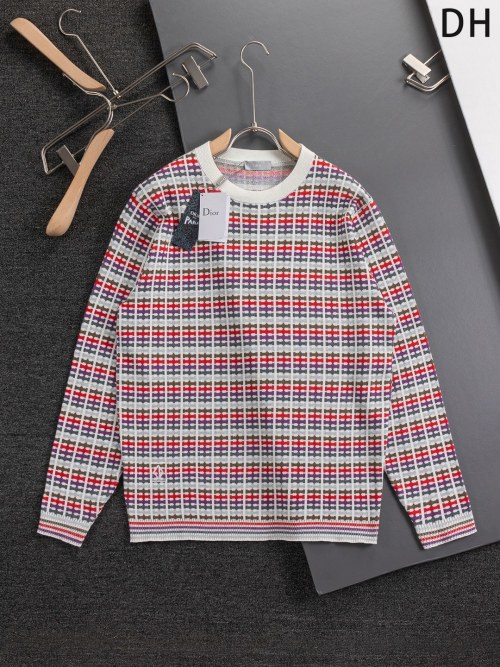 Dior Sweater Wool Cashmere Blend Multi-Color Grid Pattern Unisex Style 1 Dior Sweater Wool Cashmere Blend Multi-Color Grid Pattern Unisex Style