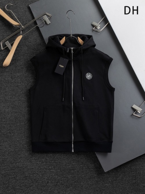 Fendi Men's Black Sleeveless Hoodie with Double F Logo 1 Fendi Men’s Black Sleeveless Hoodie with Double F Logo