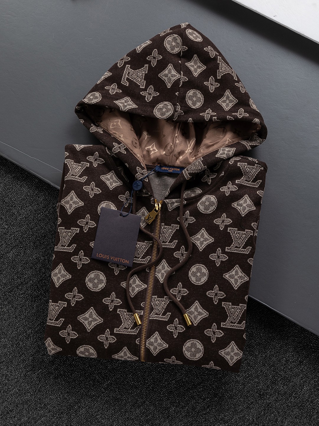 Louis Vuitton Sudadera con Capucha Jacquard Trébol Monograma Marrón Unisex 5 o 1j485o5131ljltfq1r38f051897