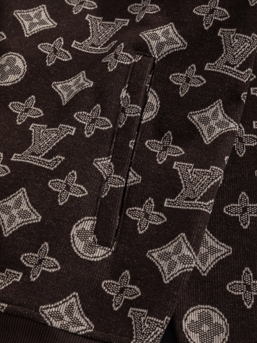 Louis Vuitton Sudadera con Capucha Jacquard Trébol Monograma Marrón Unisex 11 o 1j485o5151tim2r2k5qiiu16pvc