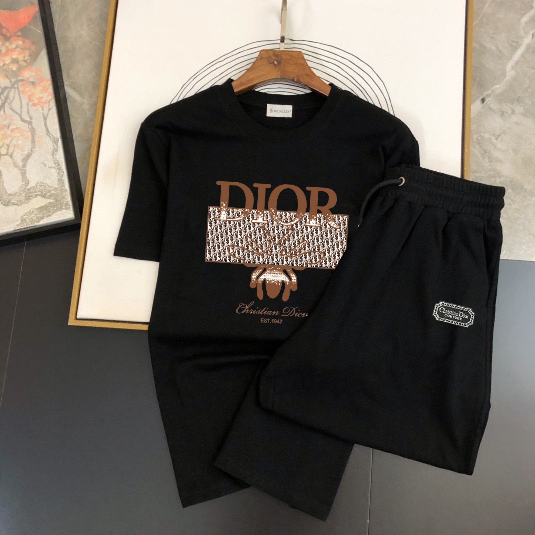 Dior Clothing T-Shirt Two Piece Outfits & Matching Sets Spring Collection Fashion Short Sleeve