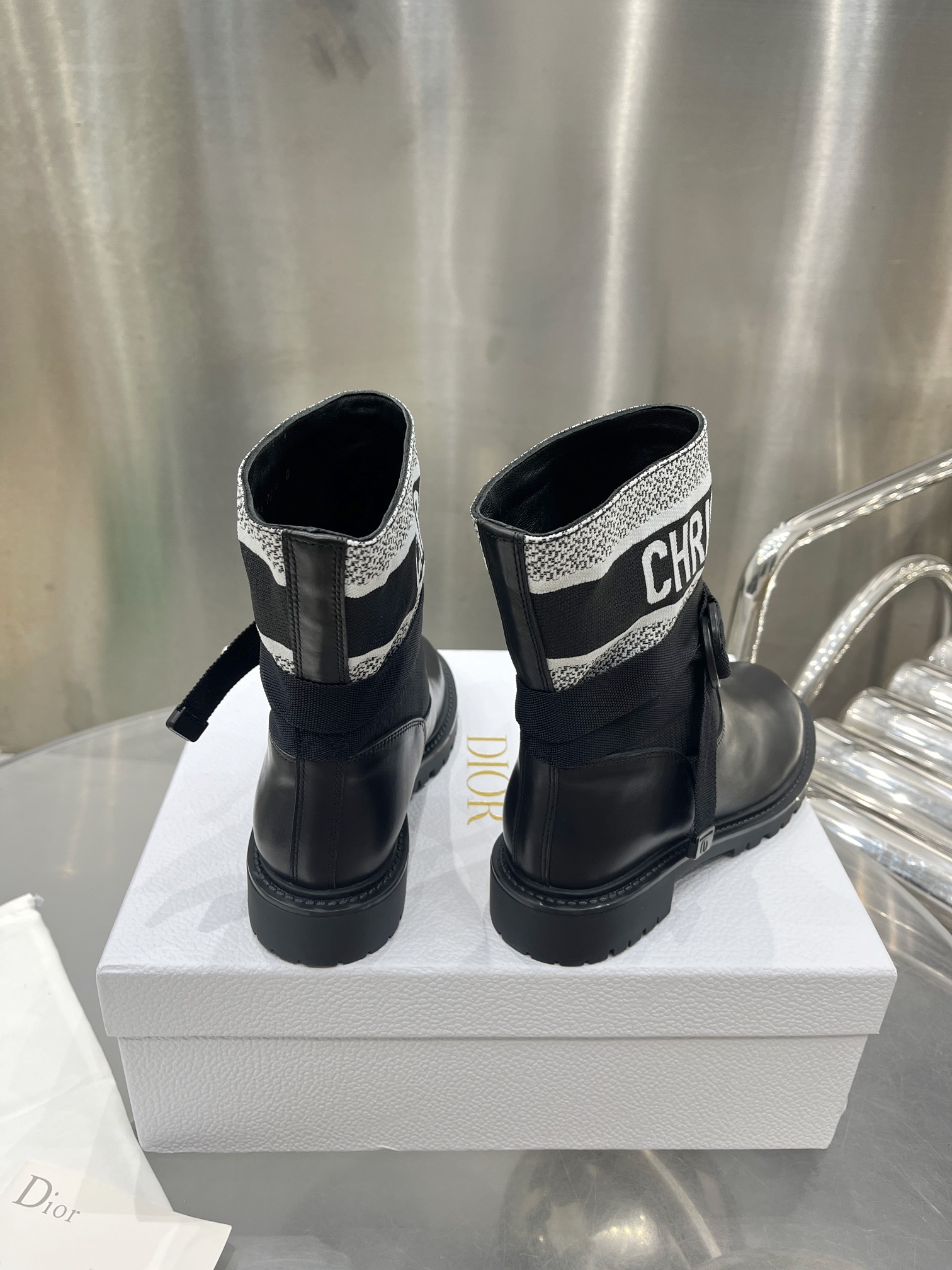 Dior Black Calfskin Ankle Boots with Gold-Tone Details, Size 35-41 8 i1698599799 6037 6
