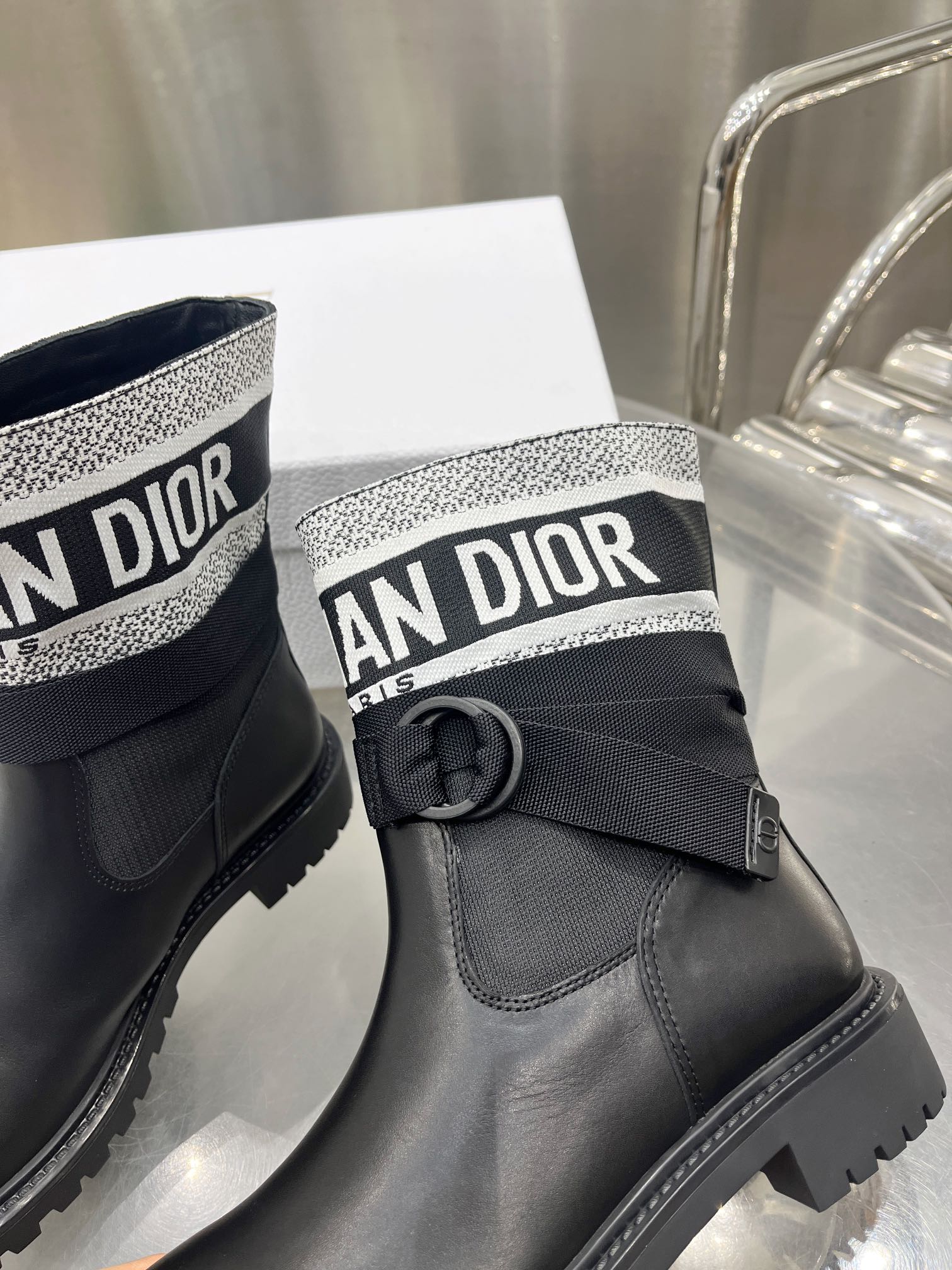 Dior Black Calfskin Ankle Boots with Gold-Tone Details, Size 35-41 9 i1698599799 8856 7
