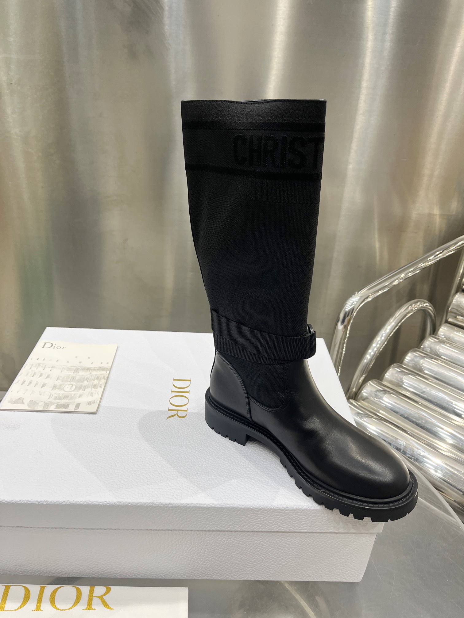 Dior Women's Black Leather Long Boots Comfortable and Stylish, Size 35-41 6 i1698599947 1088 4