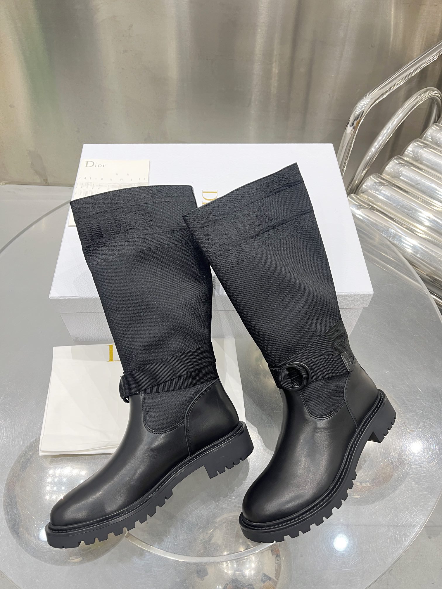 Dior Women's Black Leather Long Boots Comfortable and Stylish, Size 35-41 7 i1698599947 2523 5