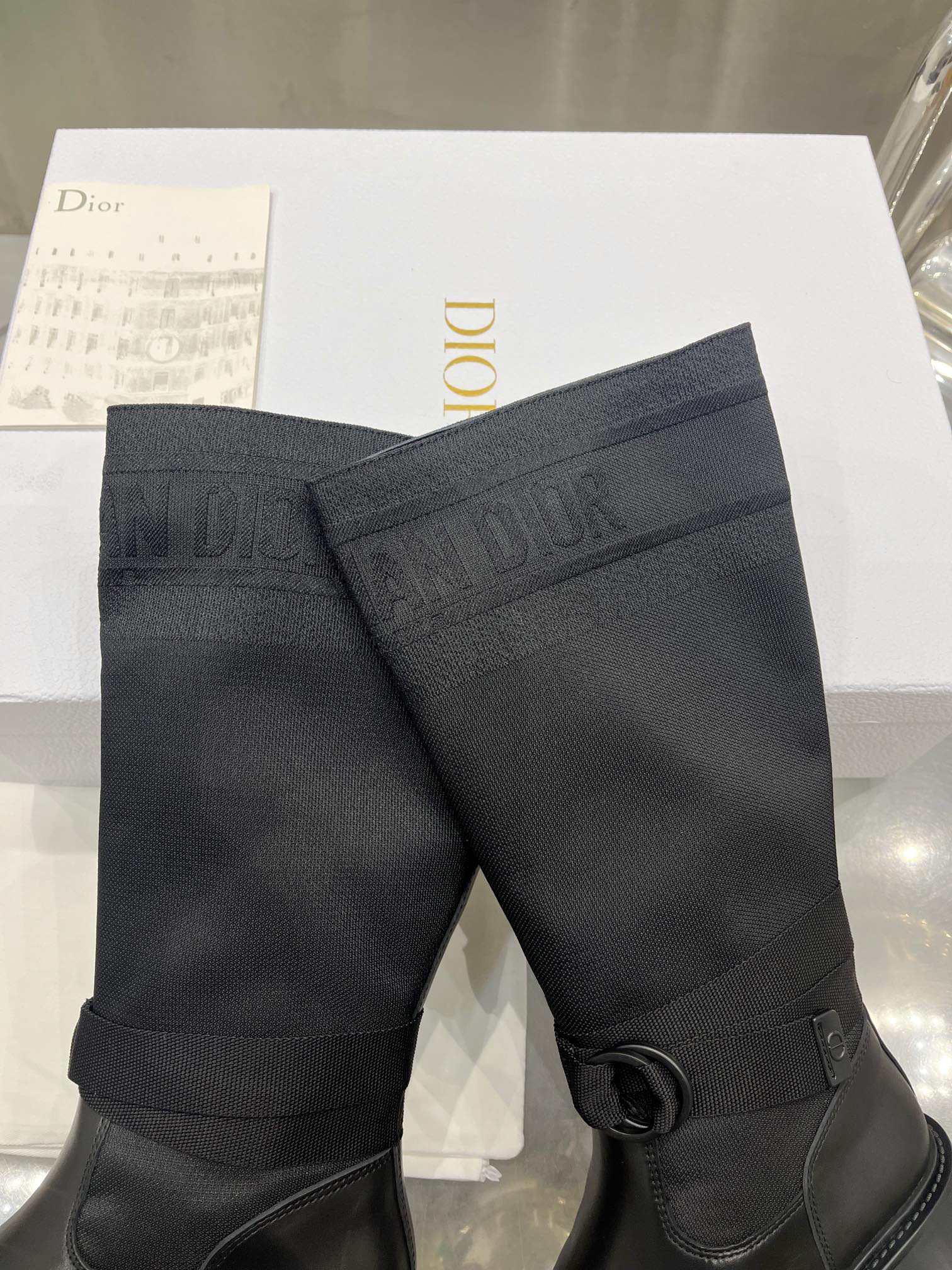 Dior Women's Black Leather Long Boots Comfortable and Stylish, Size 35-41 10 i1698599947 5035 8