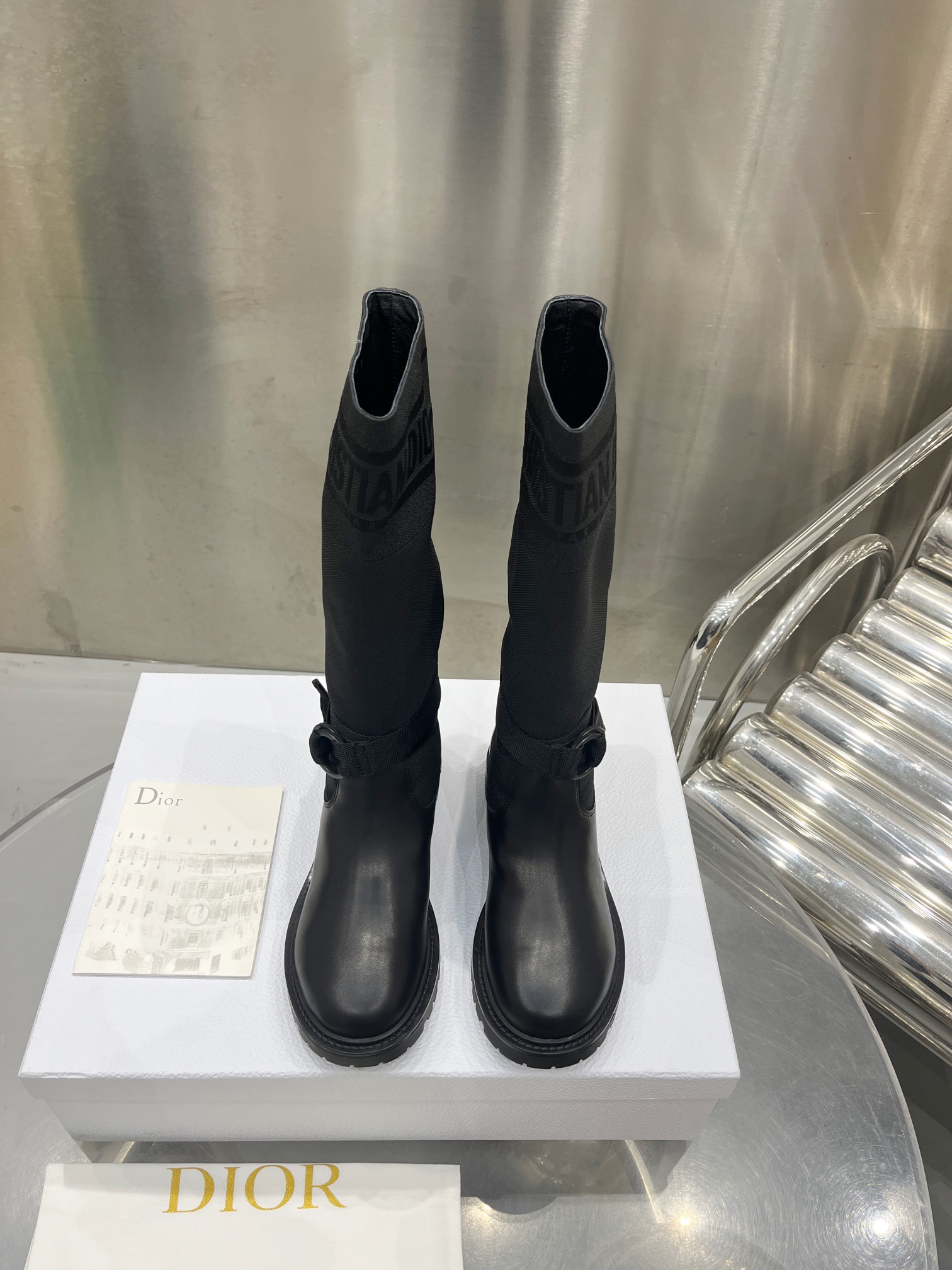 Dior Women's Black Leather Long Boots Comfortable and Stylish, Size 35-41 3 i1698599947 8600 1