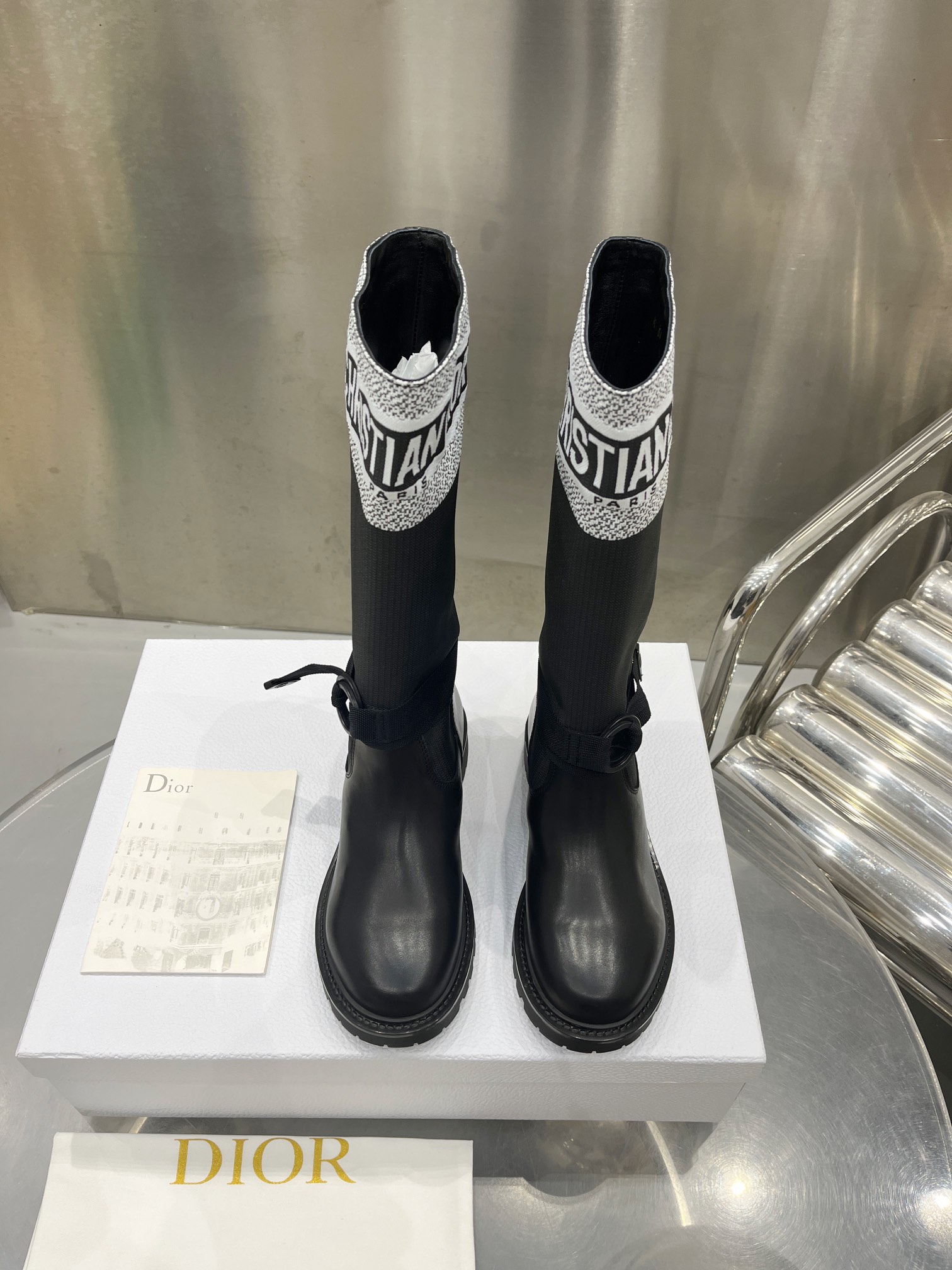 Dior Women's Black Leather Over-the-Knee Boots, Soft & Comfortable, Sizes 35-41 3 i1698600046 2192 1