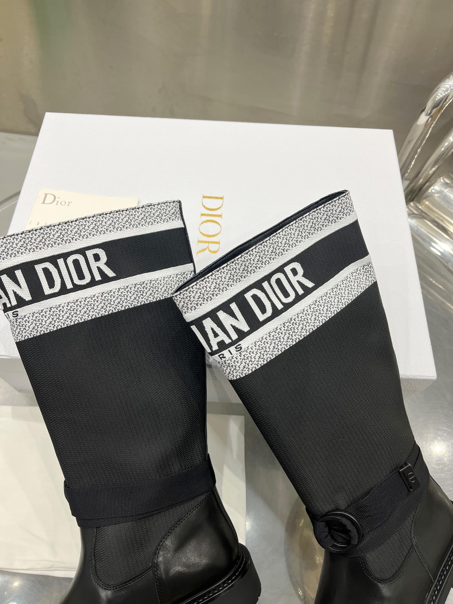 Dior Women's Black Leather Over-the-Knee Boots, Soft & Comfortable, Sizes 35-41 9 i1698600046 3608 7