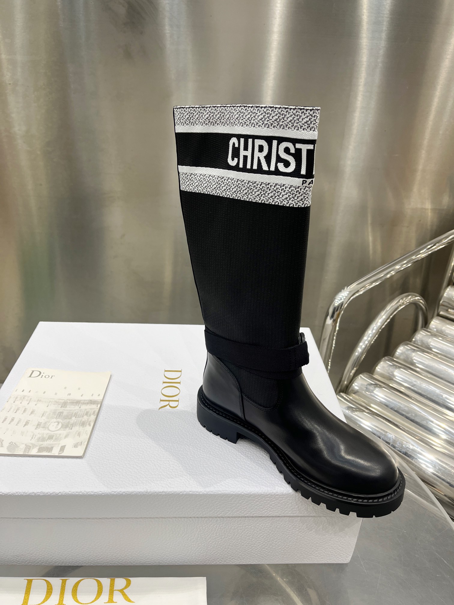 Dior Women's Black Leather Over-the-Knee Boots, Soft & Comfortable, Sizes 35-41 4 i1698600046 6333 2