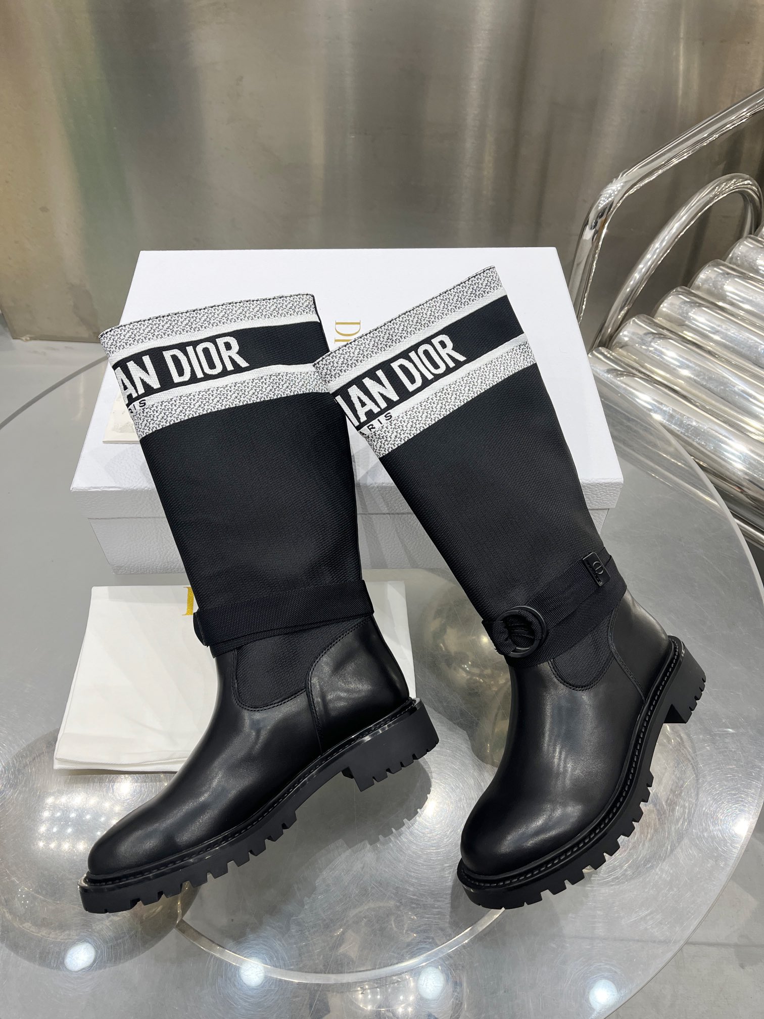 Dior Women's Black Leather Over-the-Knee Boots, Soft & Comfortable, Sizes 35-41 7 i1698600046 8157 5