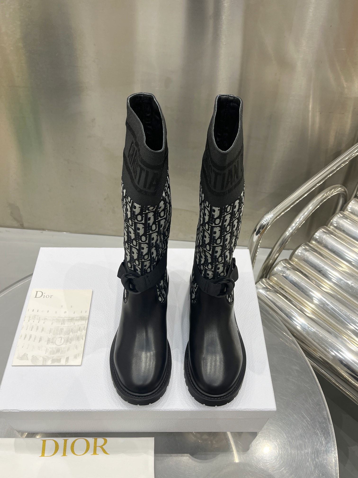 Dior Women's Black Leather Long Boots Soft Comfortable Size 35-41 3 i1698600117 5059 1