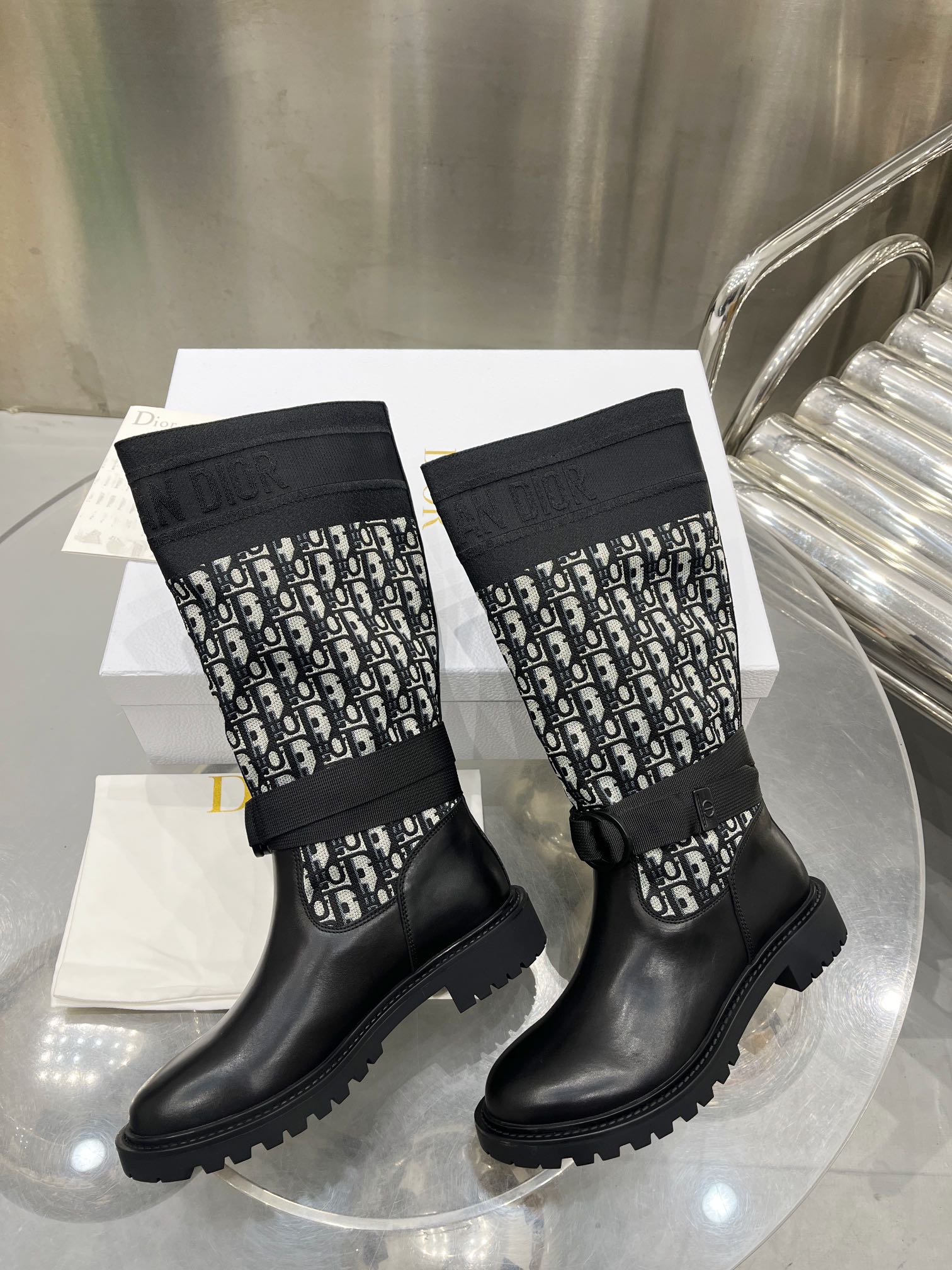 Dior Women's Black Leather Long Boots Soft Comfortable Size 35-41 6 i1698600117 5429 4