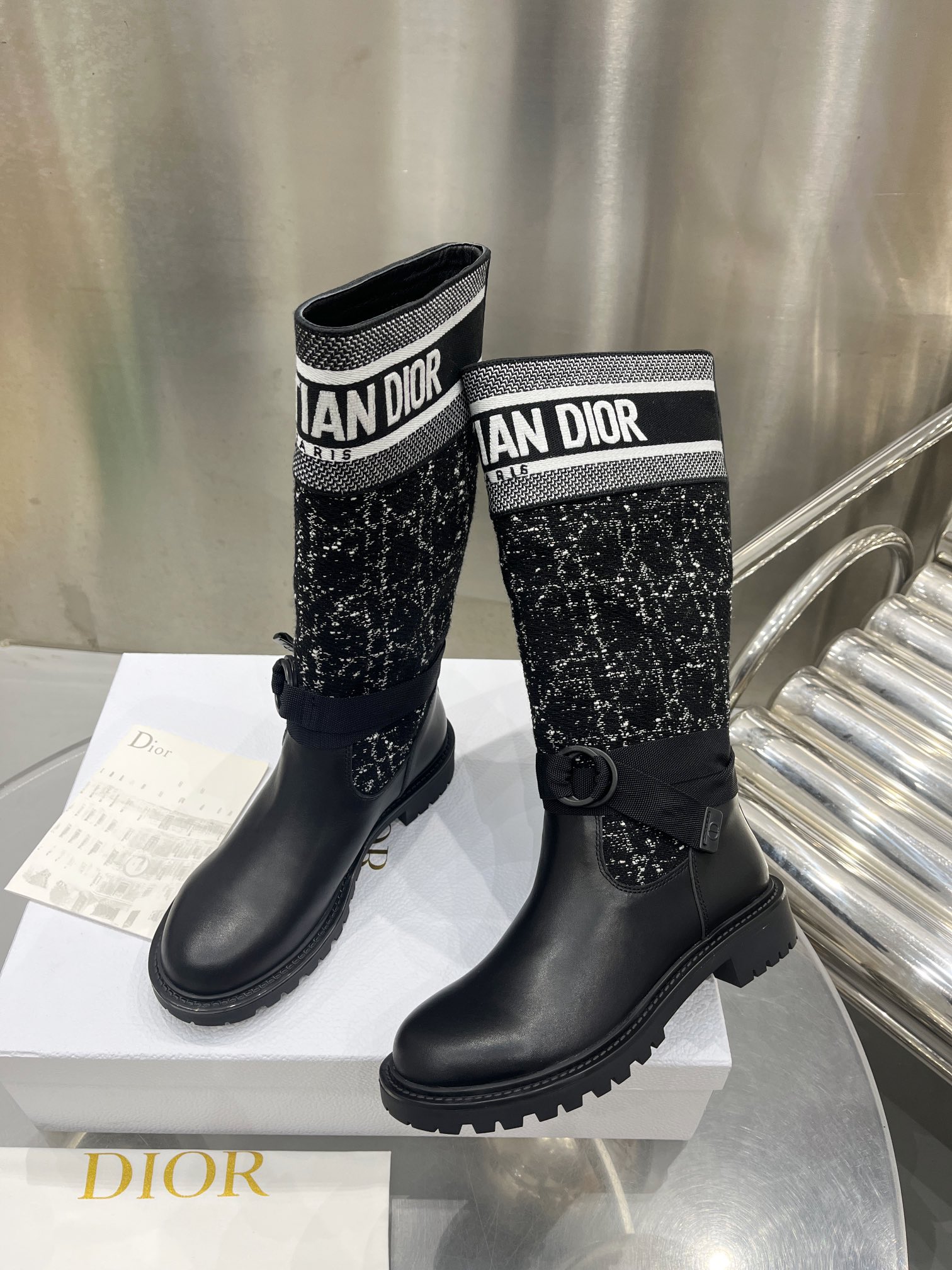 Dior FW23 Embroidered High Boots: Luxurious Wool & Leather, Lucky Star Sole 4 i1698600182 1254 2