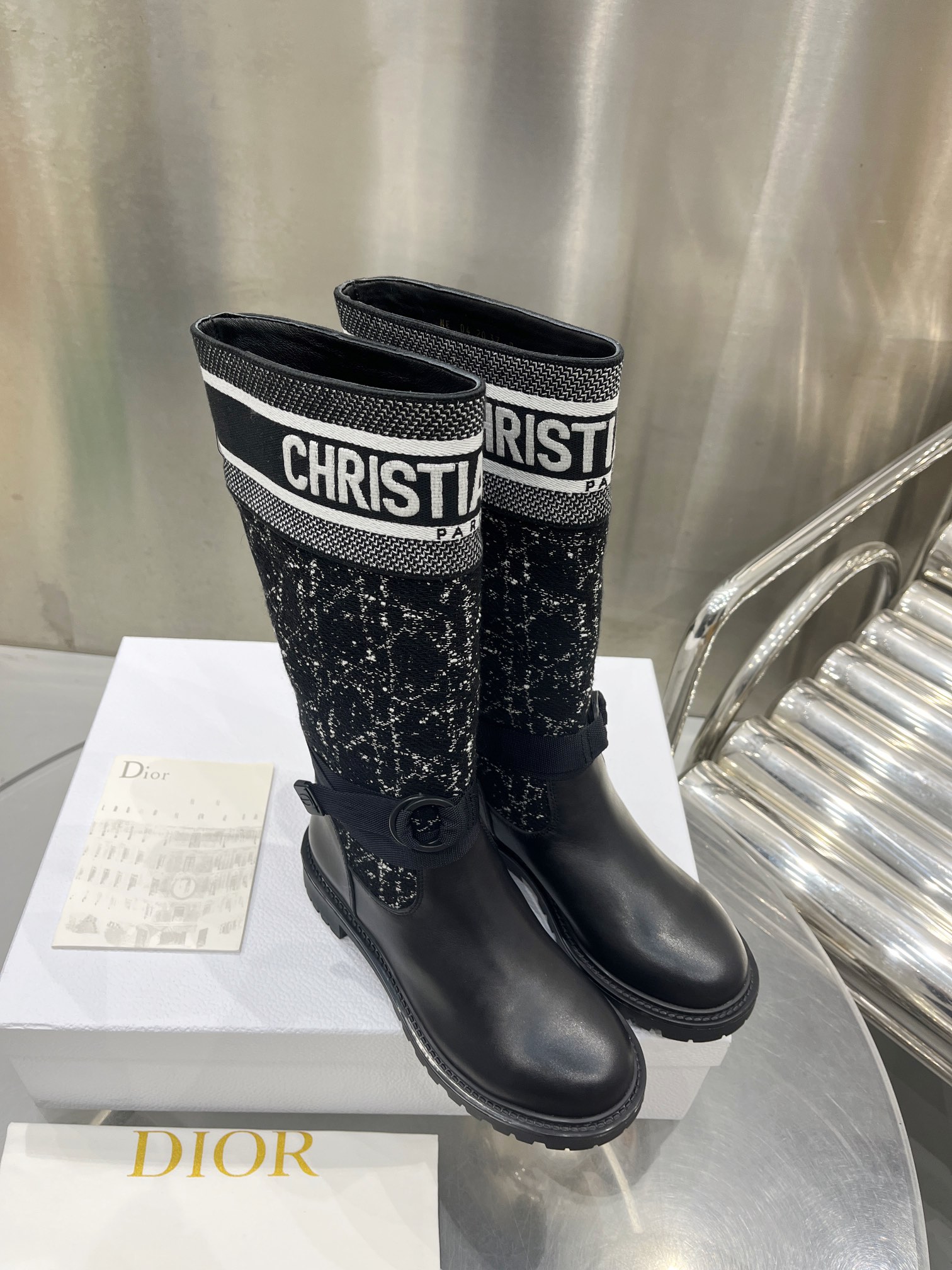 Dior FW23 Embroidered High Boots: Luxurious Wool & Leather, Lucky Star Sole 2 i1698600182 3057 0